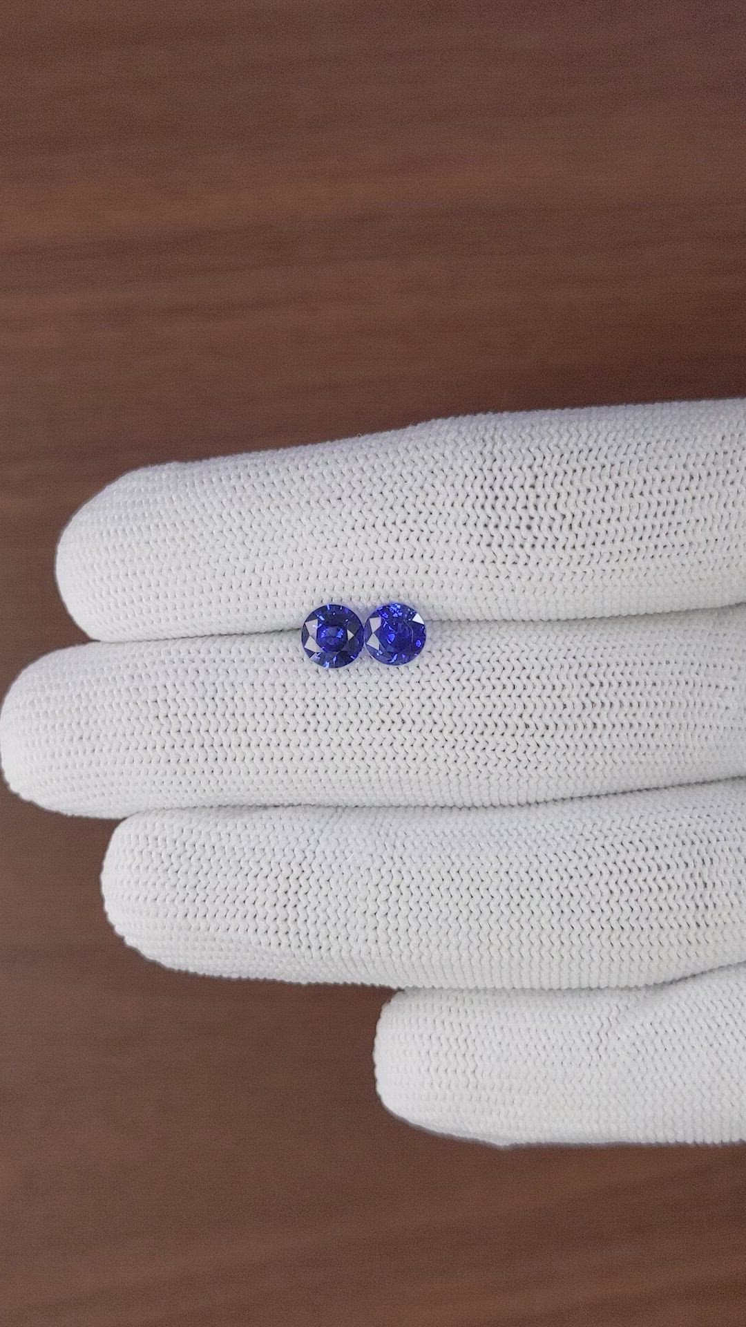 1.94 Ct.Tw.Total Carat Weight Blue Sapphire Pair from Ceylon (Sri Lanka) Size Video