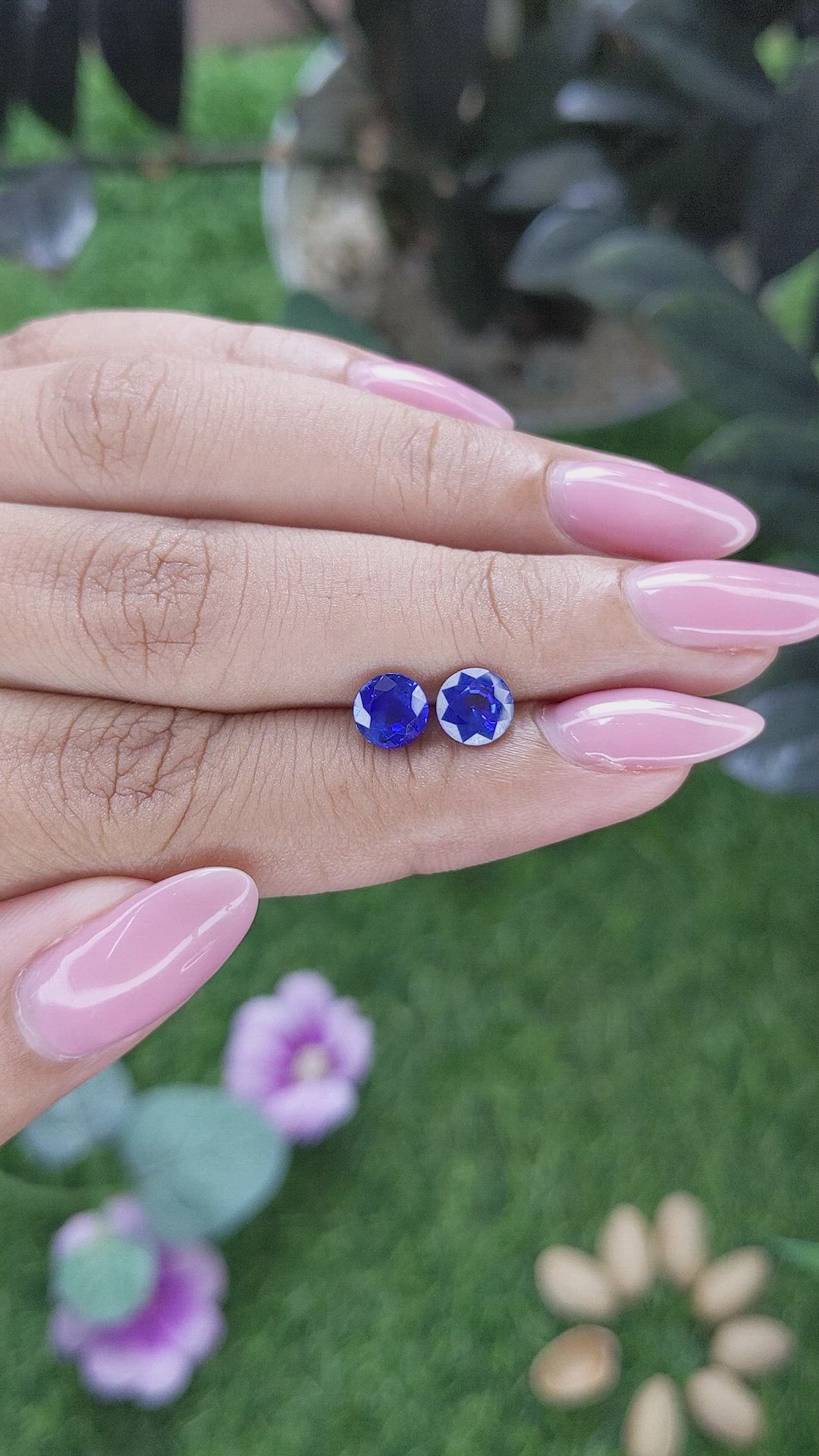 1.94 Ct.Tw.Total Carat Weight Blue Sapphire Pair from Ceylon (Sri Lanka) Size Video