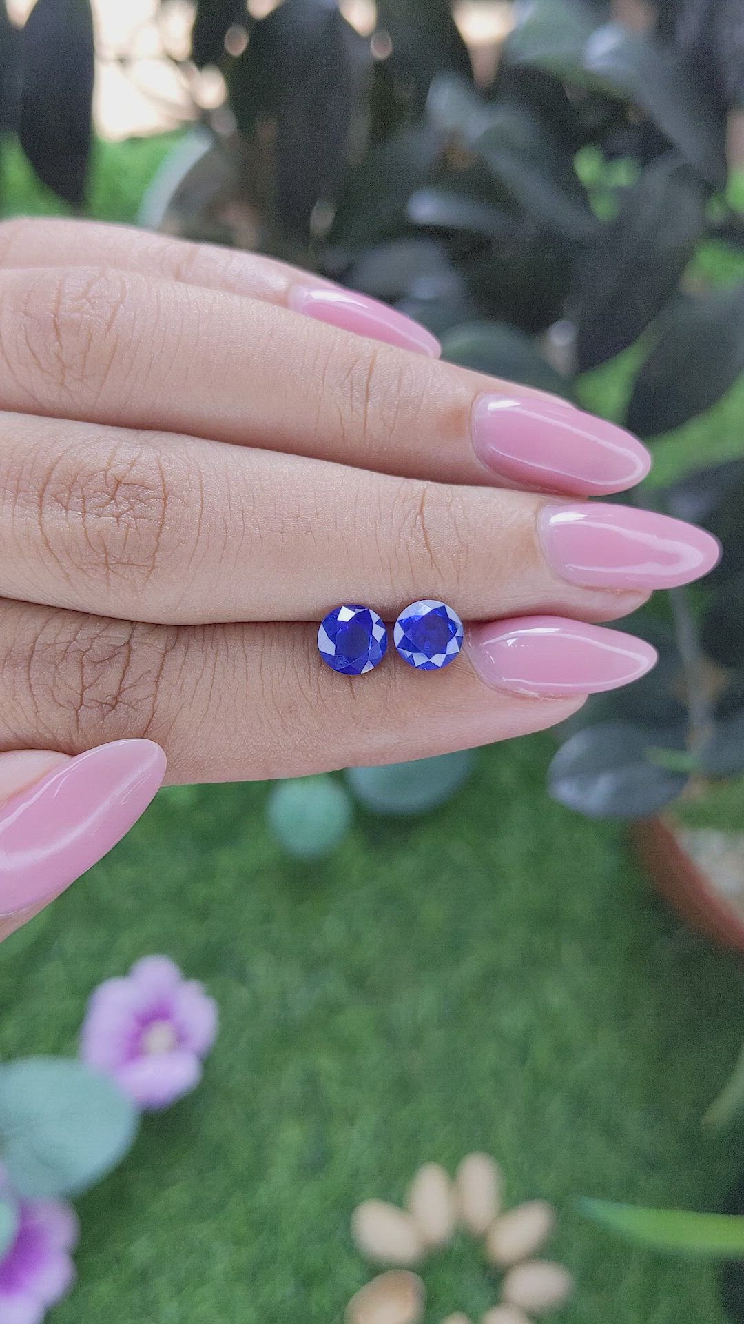 1.98 Ct.Tw.Total Carat Weight Blue Sapphire Pair from Ceylon (Sri Lanka) Size Video
