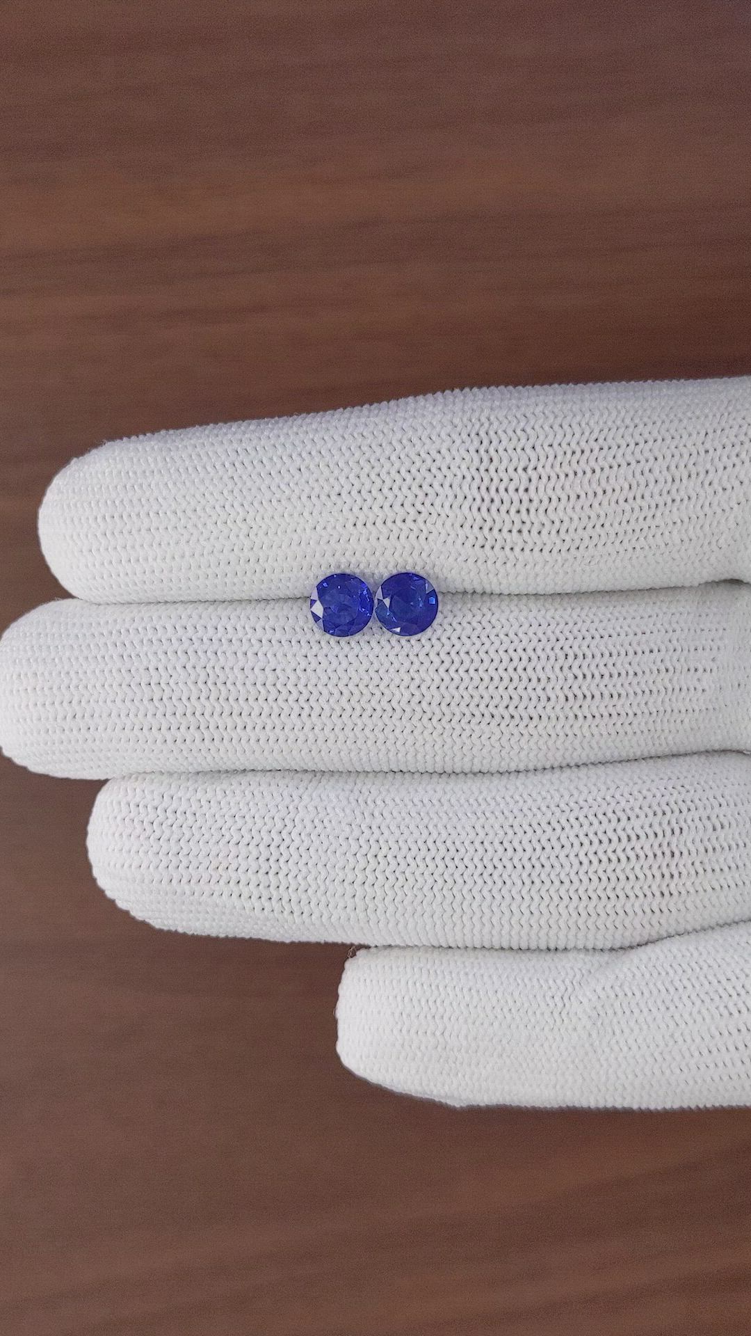 1.98 Ct.Tw.Total Carat Weight Blue Sapphire Pair from Ceylon (Sri Lanka) Size Video