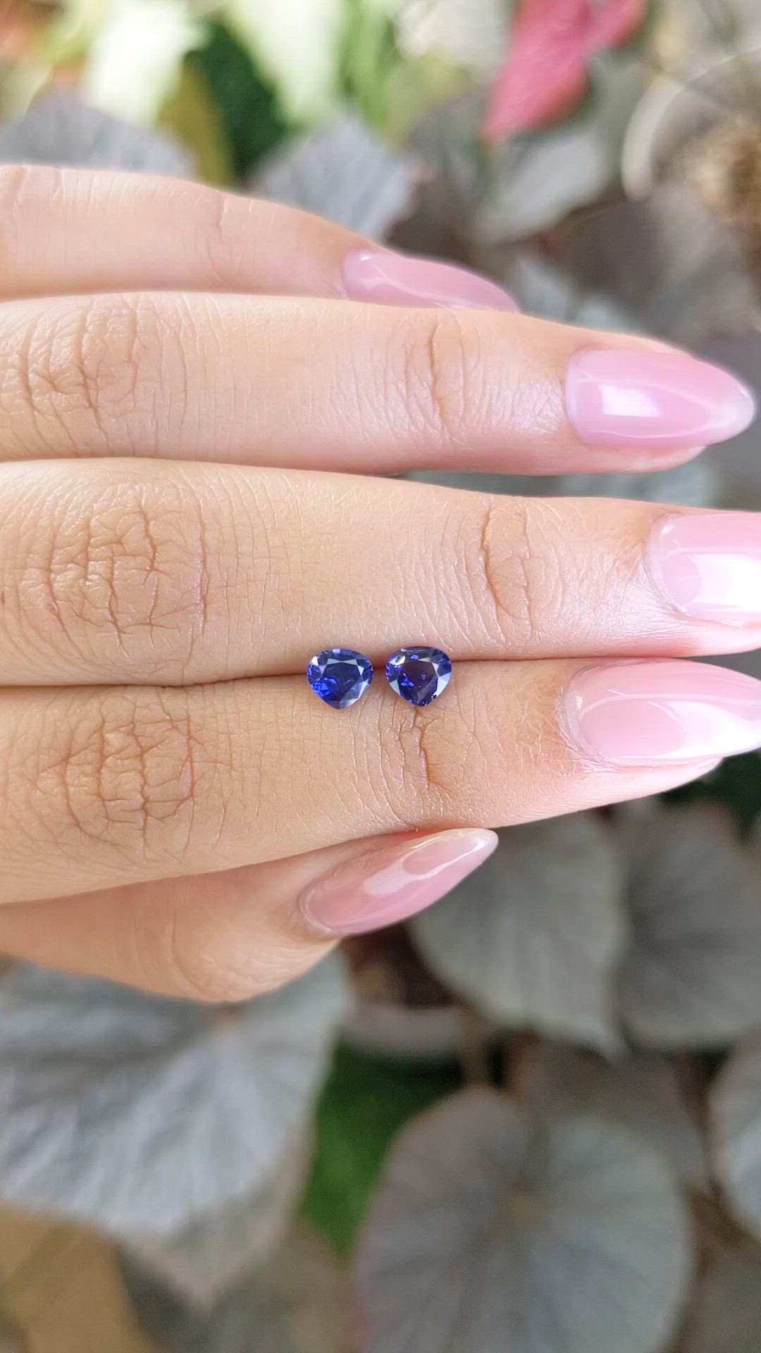 0.97 Ct.Tw.Total Carat Weight Blue Sapphire Pair from Ceylon (Sri Lanka) Size Video