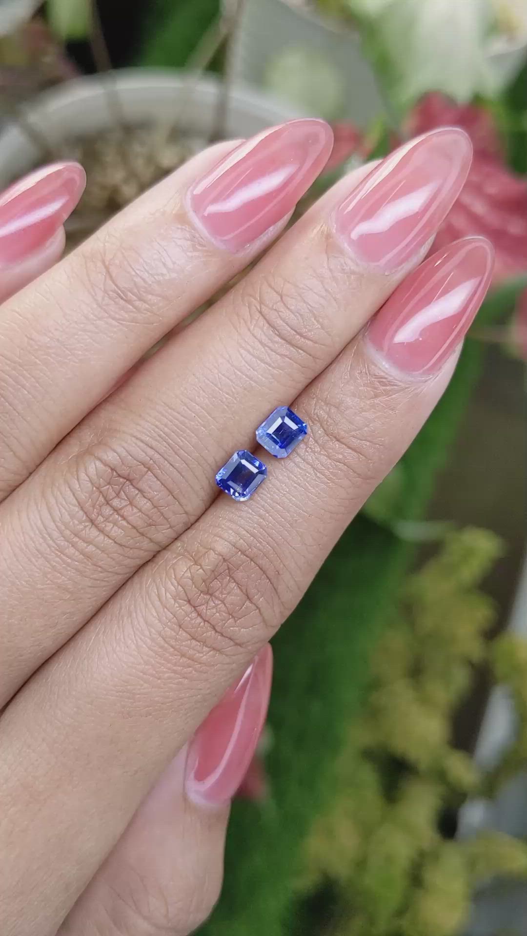 1.47 Ct.Tw.Total Carat Weight Blue Sapphire Pair from Ceylon (Sri Lanka) Size Video