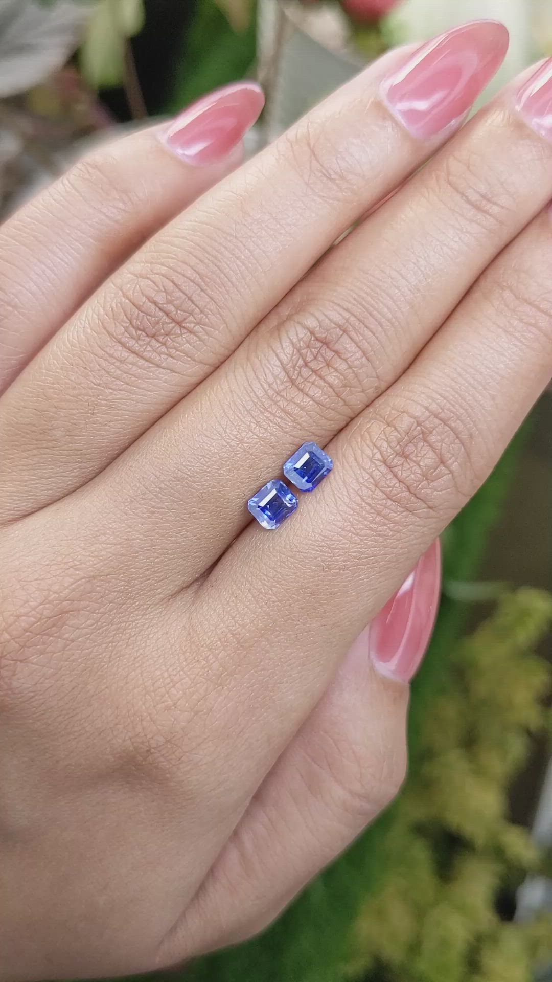 1.47 Ct.Tw.Total Carat Weight Blue Sapphire Pair from Ceylon (Sri Lanka) Size Video
