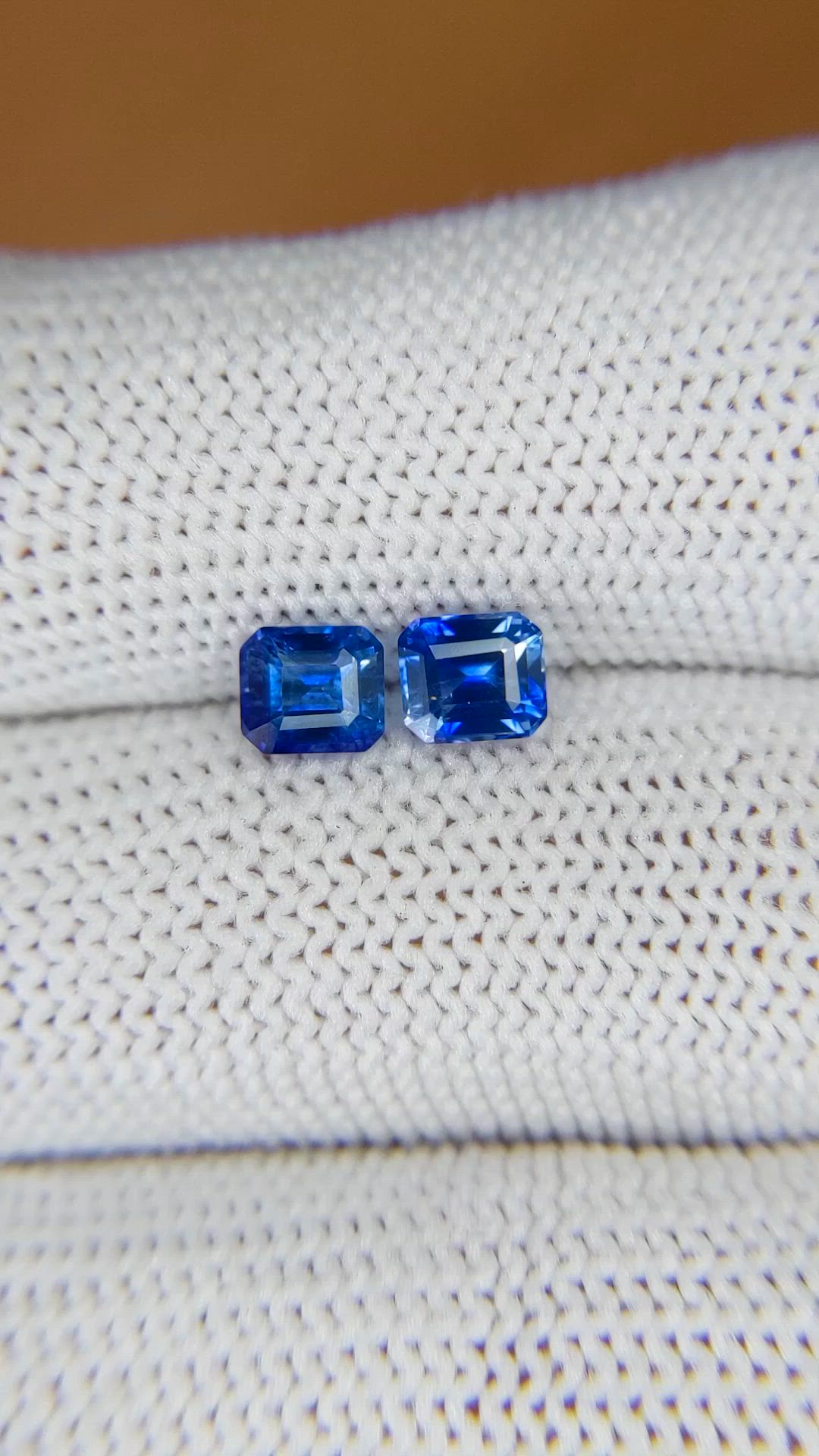 1.47 Ct.Tw.Total Carat Weight Blue Sapphire Pair from Ceylon (Sri Lanka) Size Video