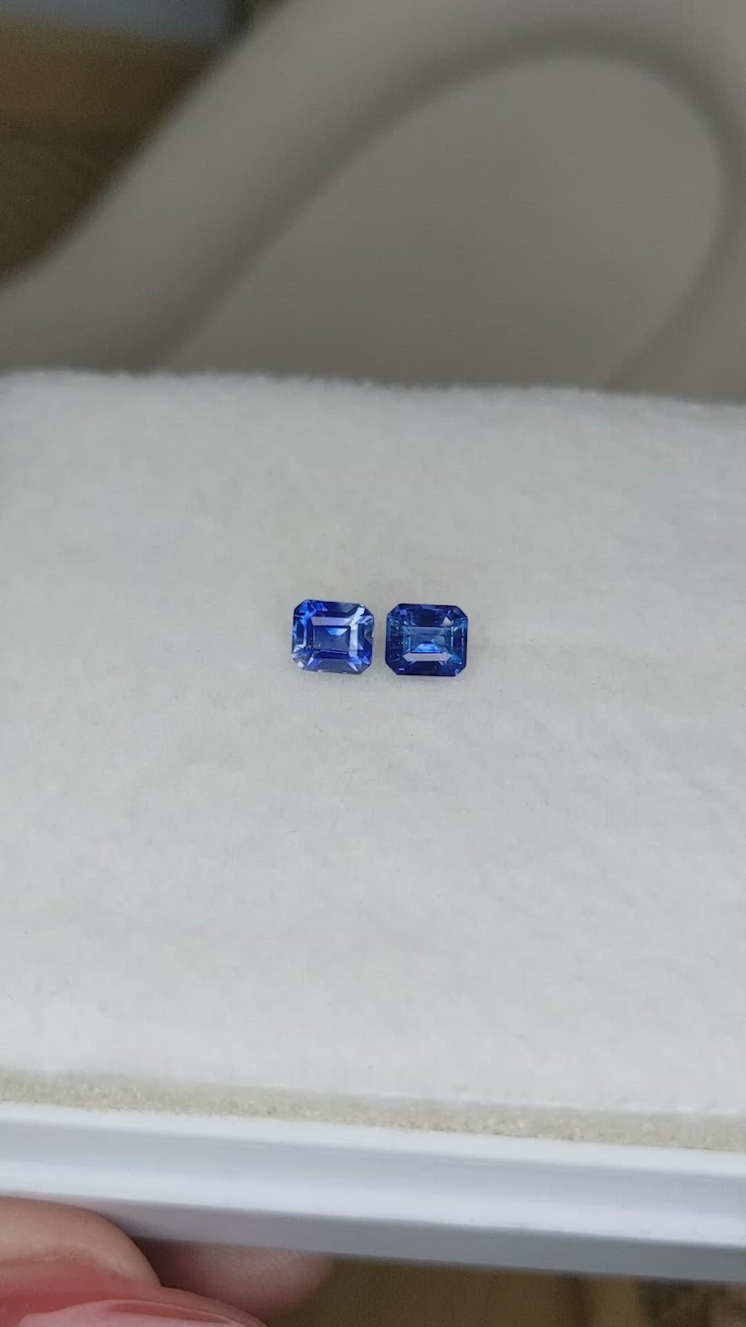 1.47 Ct.Tw.Total Carat Weight Blue Sapphire Pair from Ceylon (Sri Lanka) Size Video