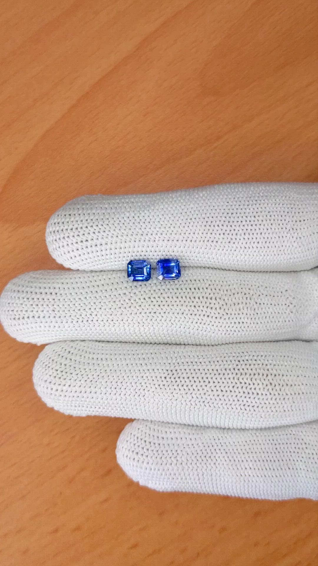 1.47 Ct.Tw.Total Carat Weight Blue Sapphire Pair from Ceylon (Sri Lanka) Size Video