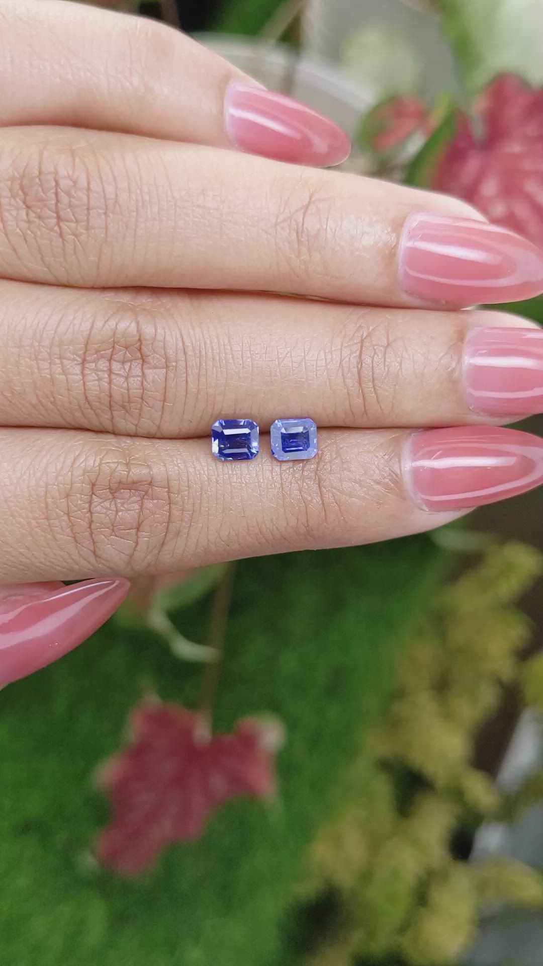 1.47 Ct.Tw.Total Carat Weight Blue Sapphire Pair from Ceylon (Sri Lanka) Size Video