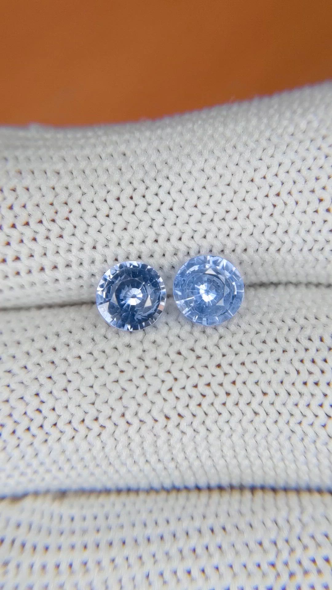 1.84&nbsp;Ct.Tw.Total Carat Weight Blue Sapphire Pair from Ceylon (Sri Lanka) Size Video