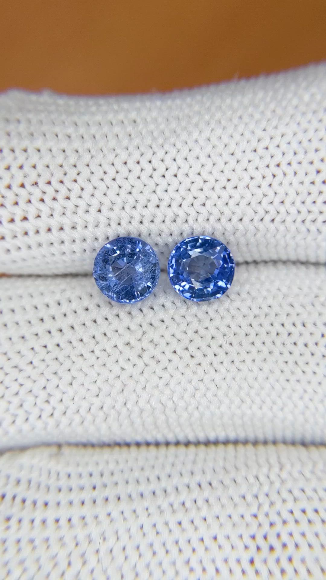 2.26 Ct.Tw.Total Carat Weight Blue Sapphire Pair from Ceylon (Sri Lanka) Size Video
