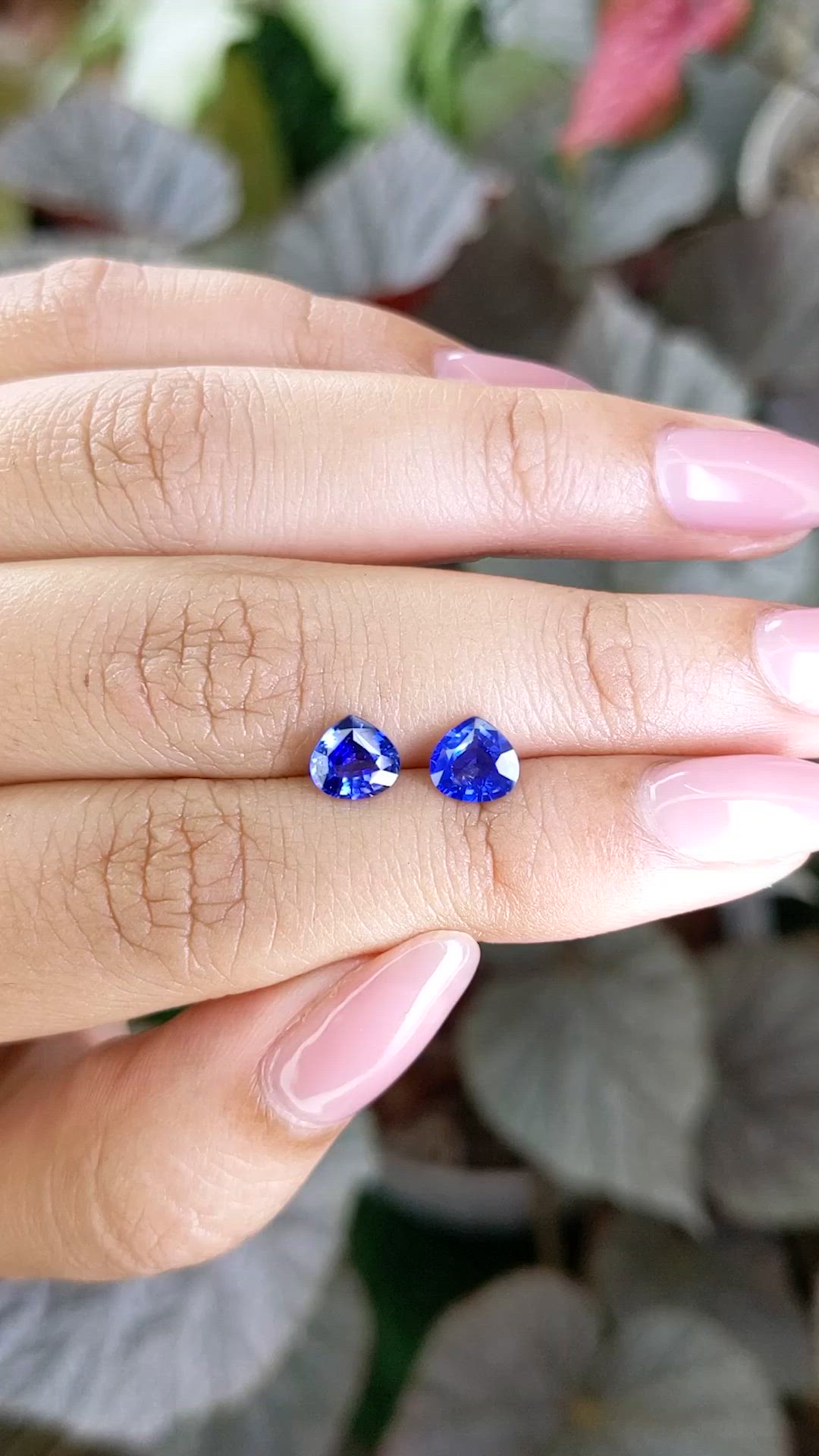 1.87 Ct.Tw.Total Carat Weight Blue Sapphire Pair from Ceylon (Sri Lanka) Size Video
