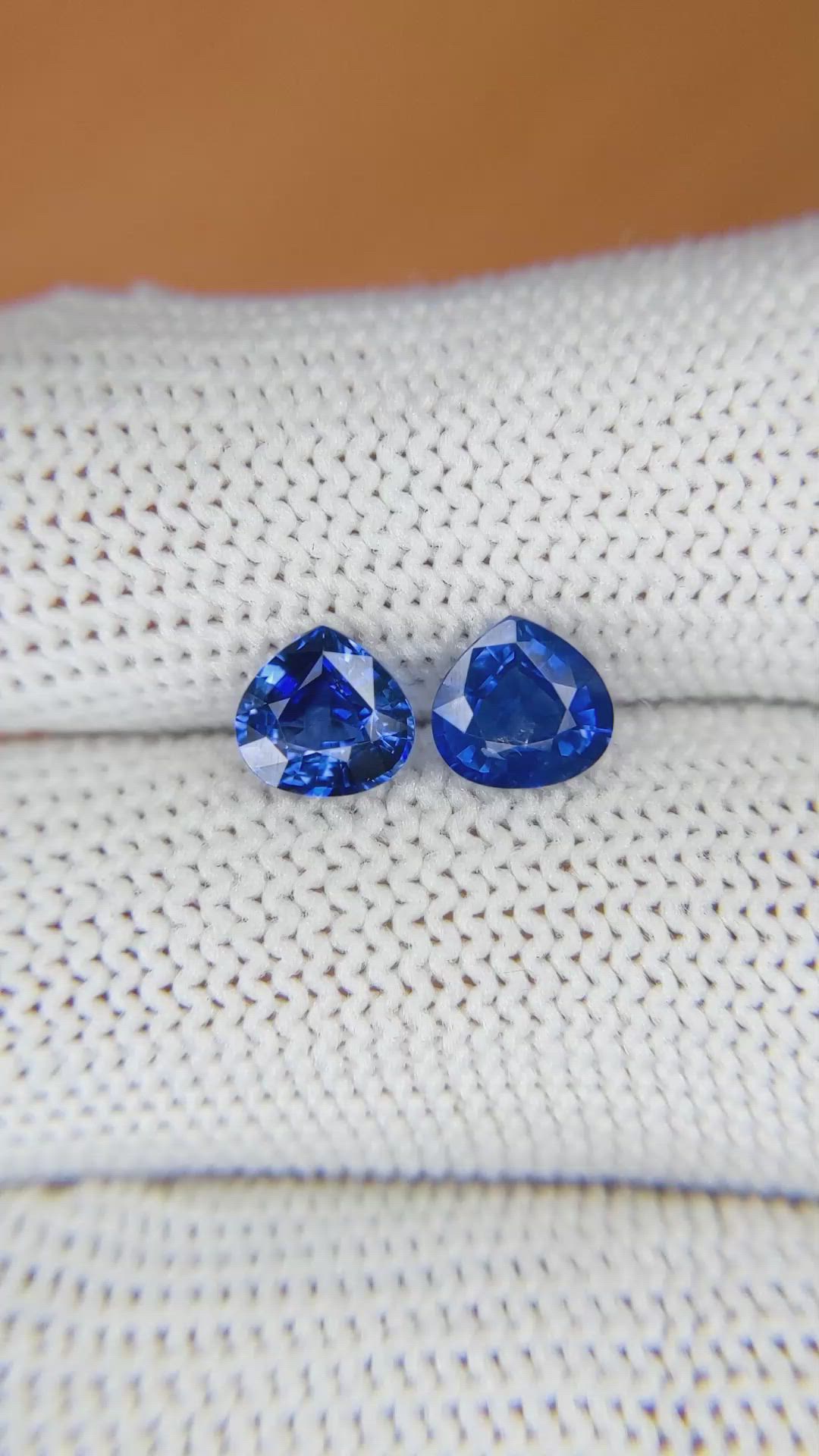 1.87 Ct.Tw.Total Carat Weight Blue Sapphire Pair from Ceylon (Sri Lanka) Size Video