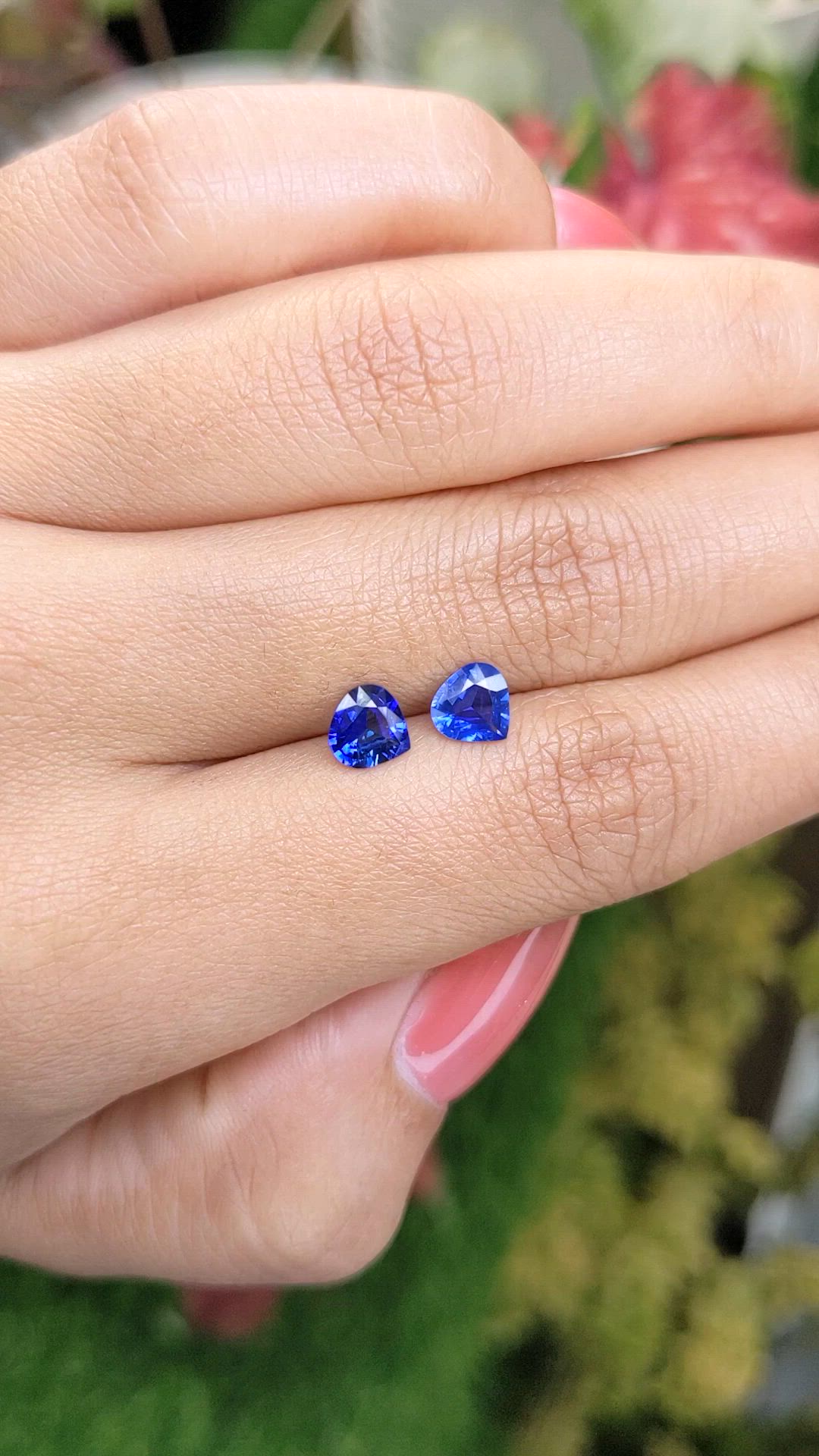 1.36 Ct.Tw.Total Carat Weight Blue Sapphire Pair from Ceylon (Sri Lanka) Size Video