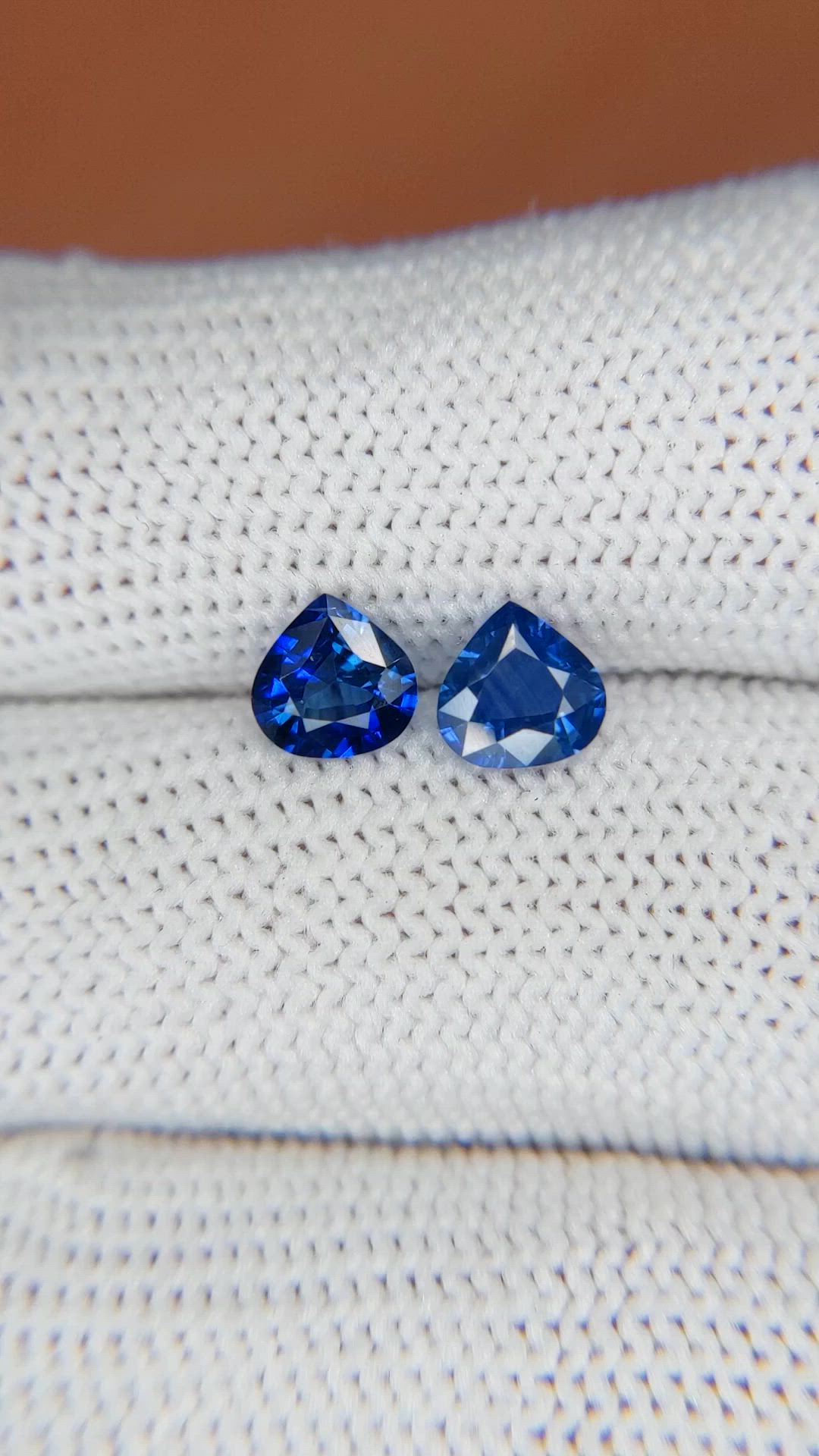 1.36 Ct.Tw.Total Carat Weight Blue Sapphire Pair from Ceylon (Sri Lanka) Size Video