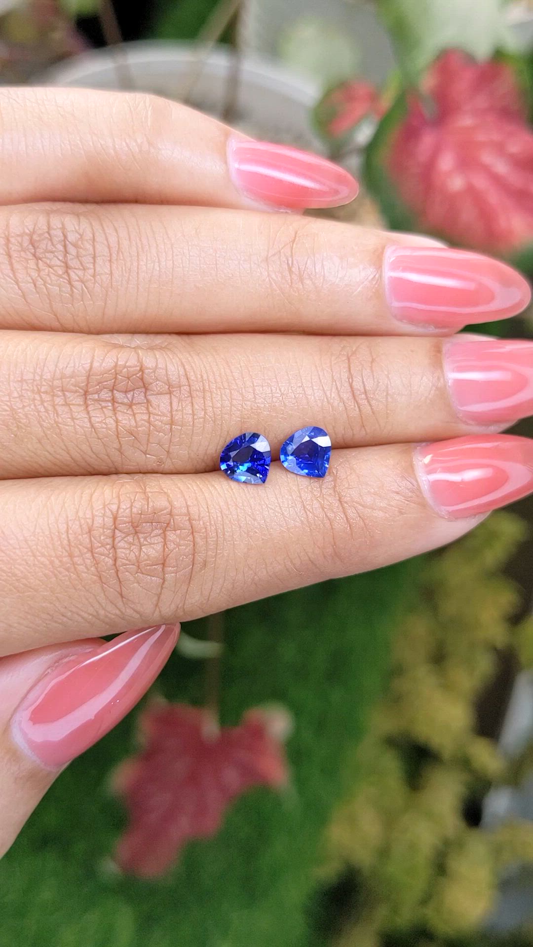1.36 Ct.Tw.Total Carat Weight Blue Sapphire Pair from Ceylon (Sri Lanka) Size Video