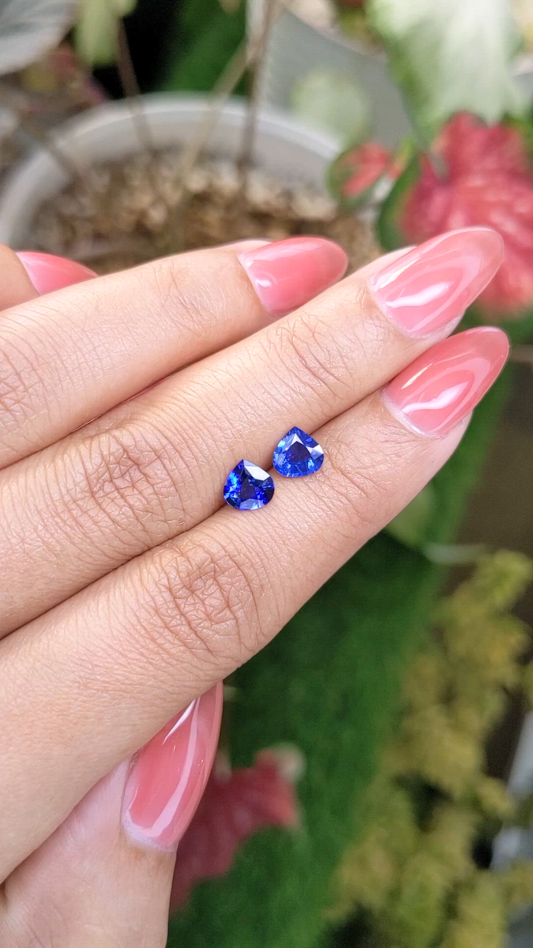 1.36 Ct.Tw.Total Carat Weight Blue Sapphire Pair from Ceylon (Sri Lanka) Size Video