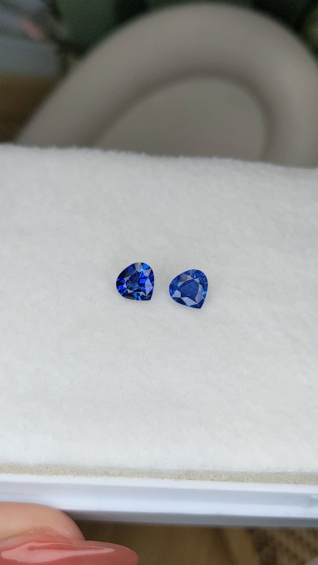 1.36 Ct.Tw.Total Carat Weight Blue Sapphire Pair from Ceylon (Sri Lanka) Size Video