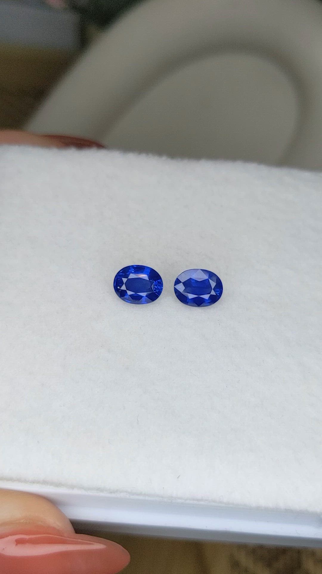 2.33 Ct.Tw.Total Carat Weight Blue Sapphire Pair from Ceylon (Sri Lanka) Size Video