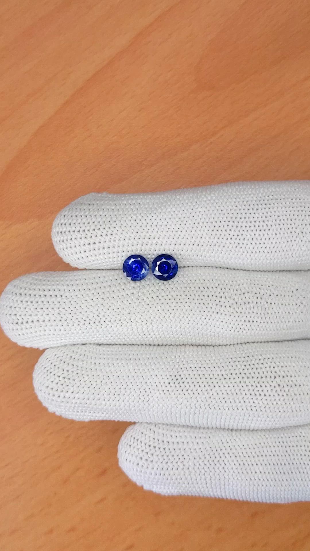 1.54 Ct.Tw.Total Carat Weight Blue Sapphire Pair from Ceylon (Sri Lanka) Size Video