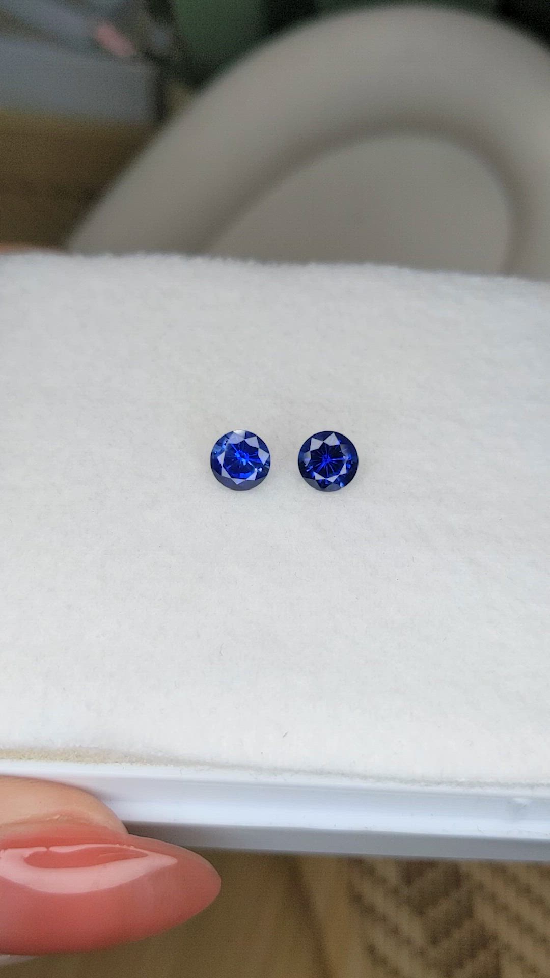 1.54 Ct.Tw.Total Carat Weight Blue Sapphire Pair from Ceylon (Sri Lanka) Size Video