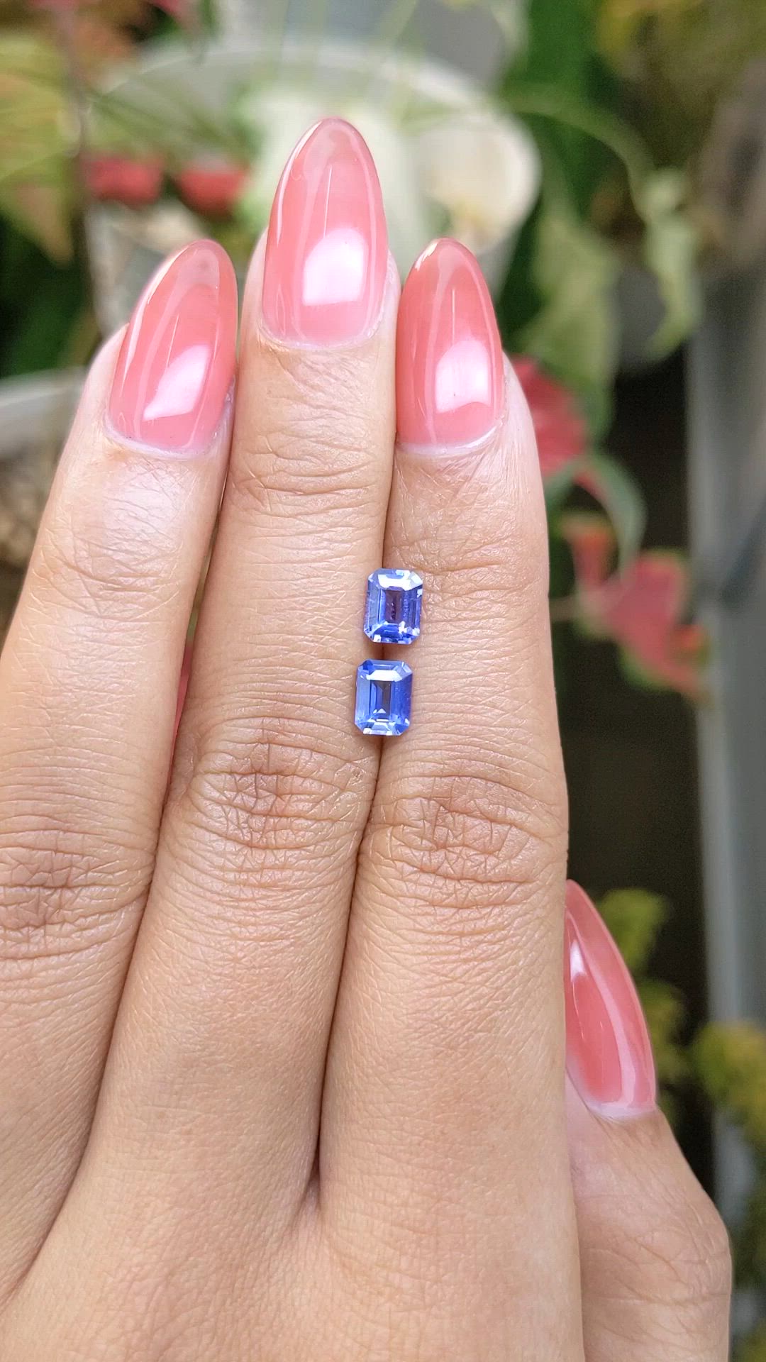 1.53 Ct.Tw.Total Carat Weight Blue Sapphire Pair from Ceylon (Sri Lanka) Size Video