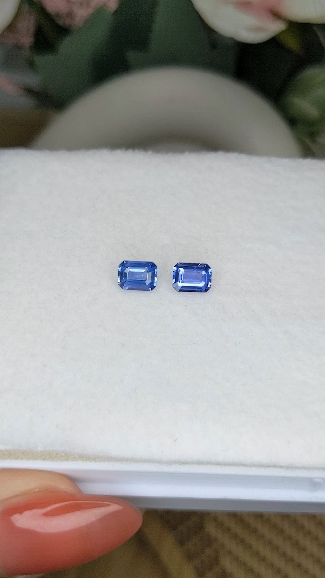 1.53 Ct.Tw.Total Carat Weight Blue Sapphire Pair from Ceylon (Sri Lanka) Size Video