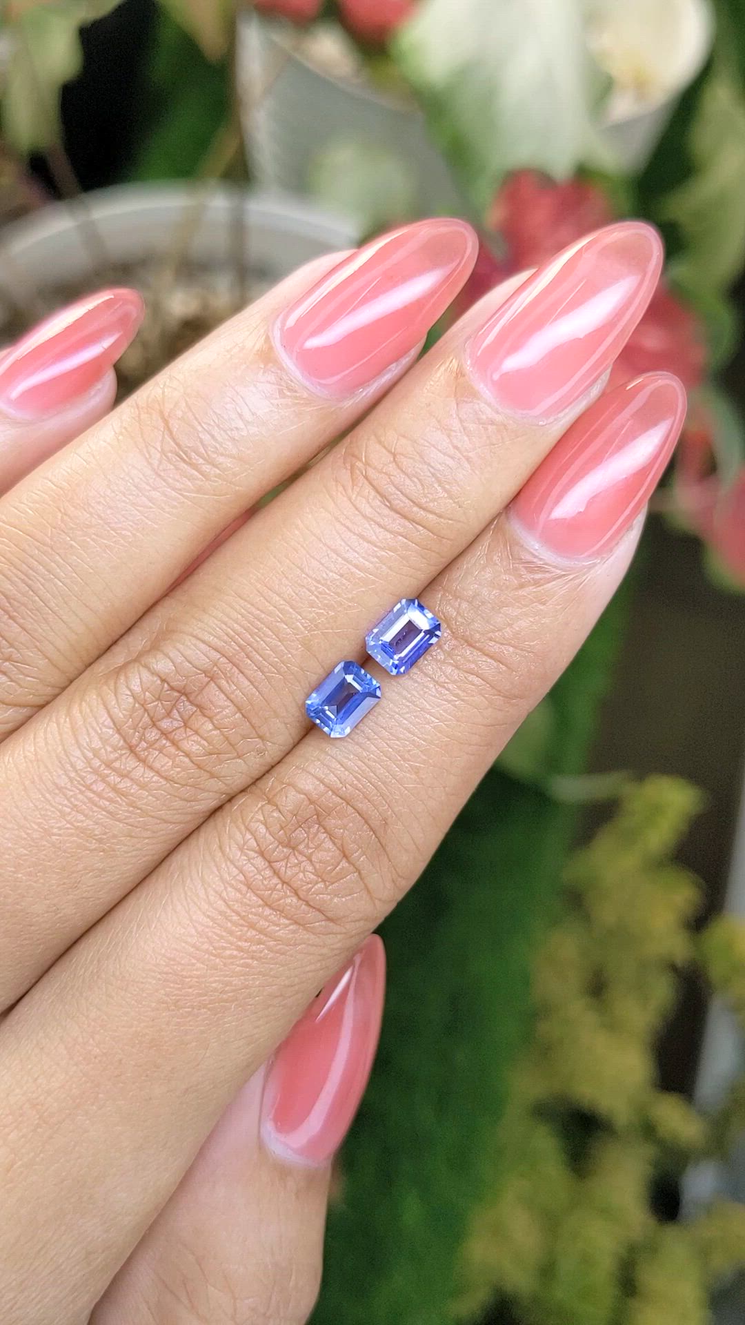 1.53 Ct.Tw.Total Carat Weight Blue Sapphire Pair from Ceylon (Sri Lanka) Size Video