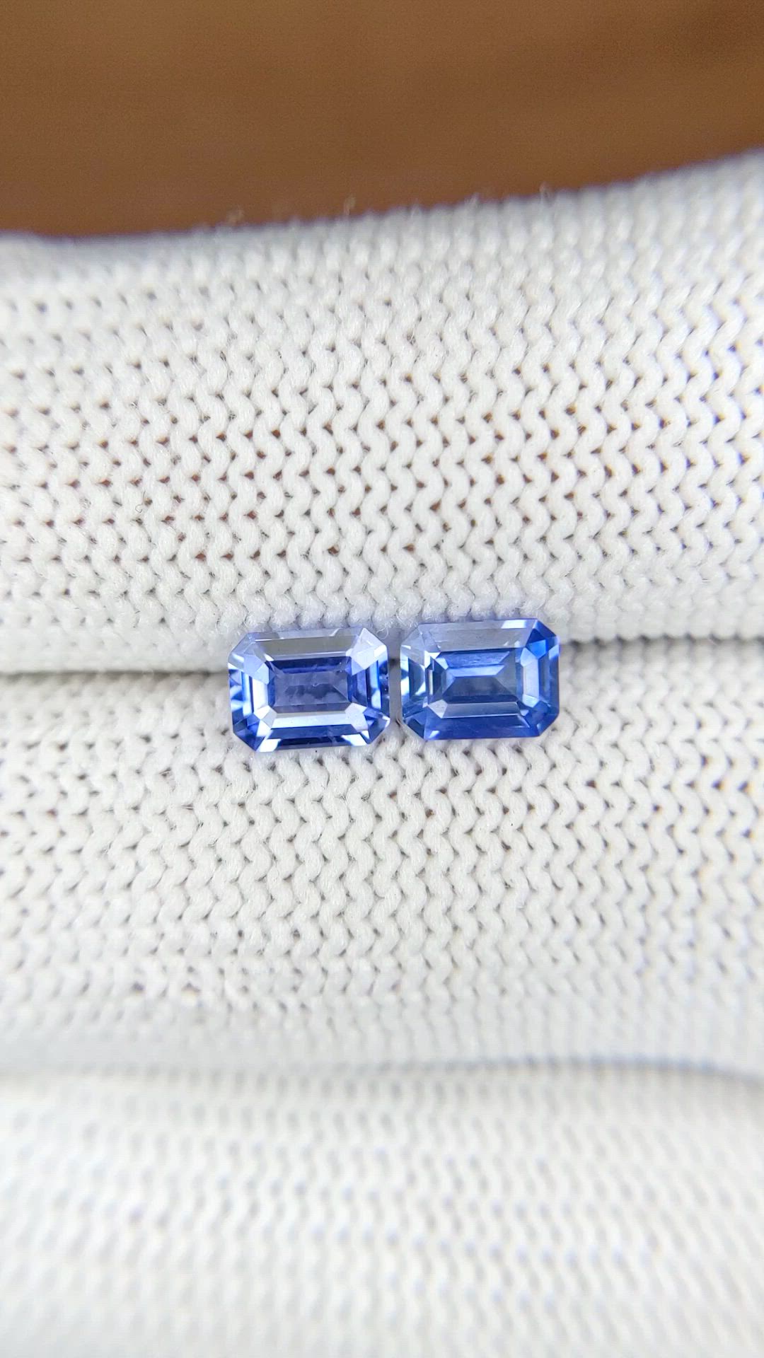 1.53 Ct.Tw.Total Carat Weight Blue Sapphire Pair from Ceylon (Sri Lanka) Size Video