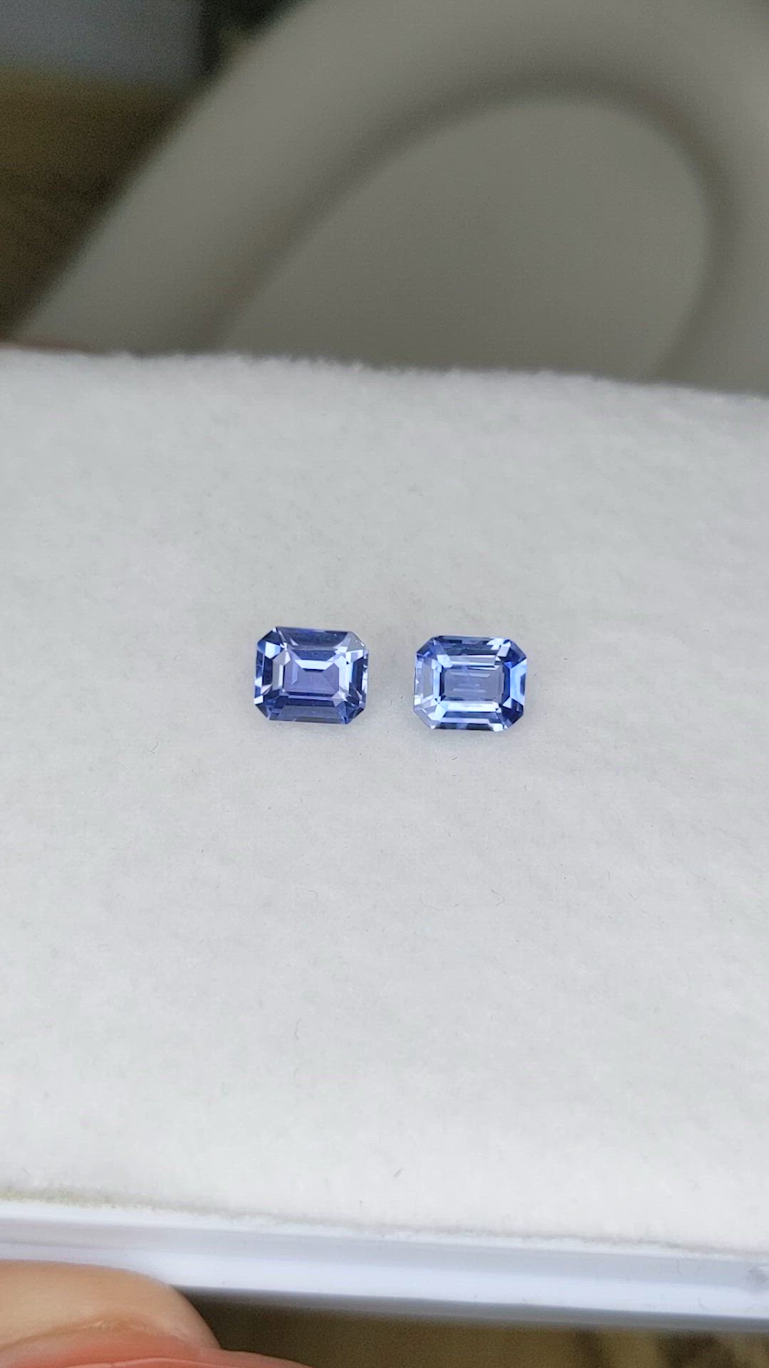 2.35 Ct.Tw.Total Carat Weight Blue Sapphire Pair from Ceylon (Sri Lanka) Size Video
