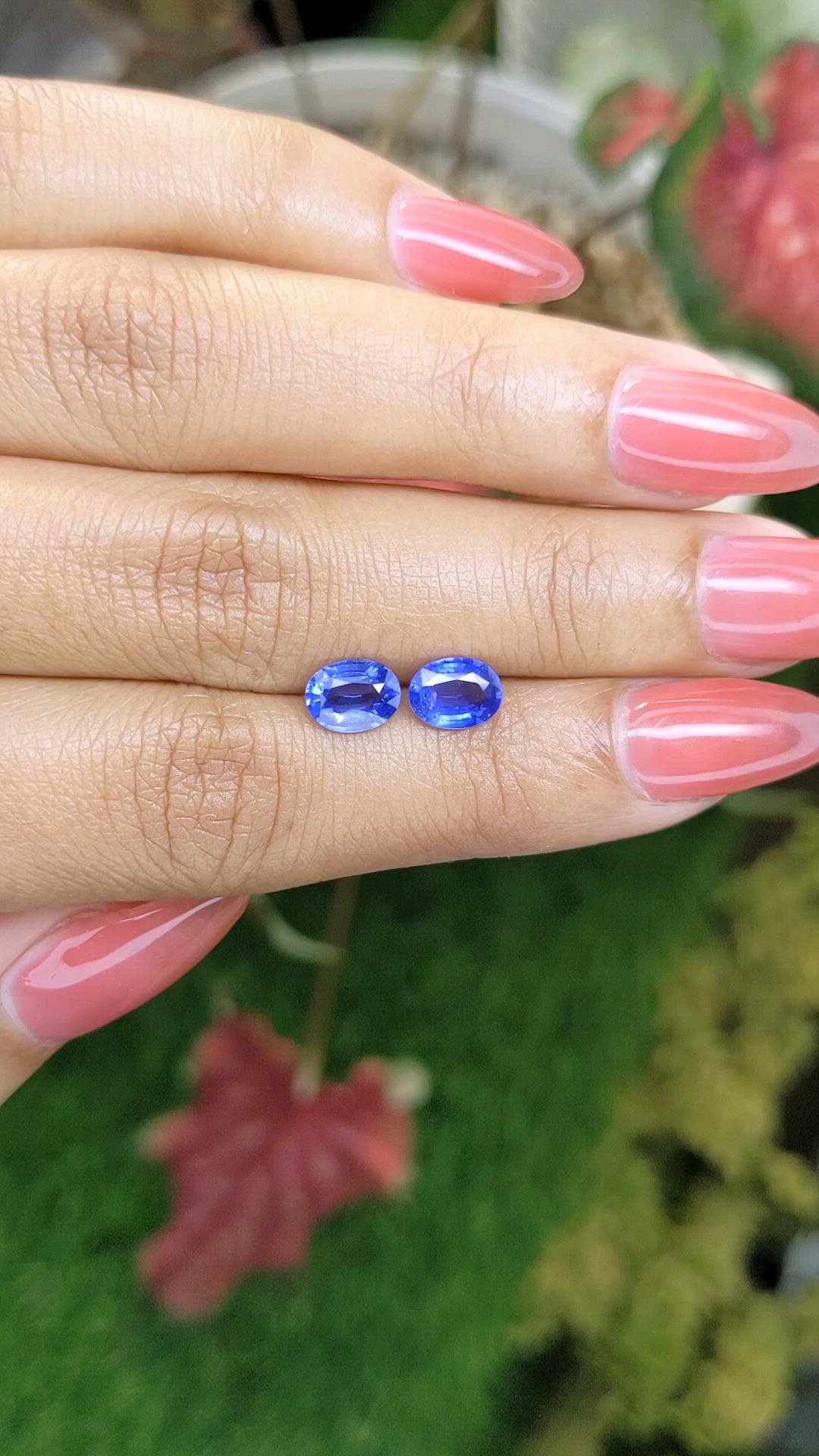 2.11 Ct.Tw.Total Carat Weight Blue Sapphire Pair from Ceylon (Sri Lanka) Size Video