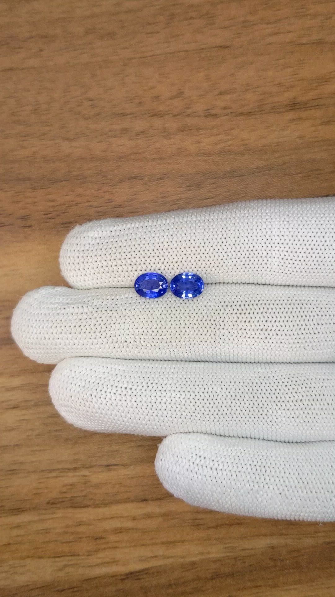 2.11 Ct.Tw.Total Carat Weight Blue Sapphire Pair from Ceylon (Sri Lanka) Size Video