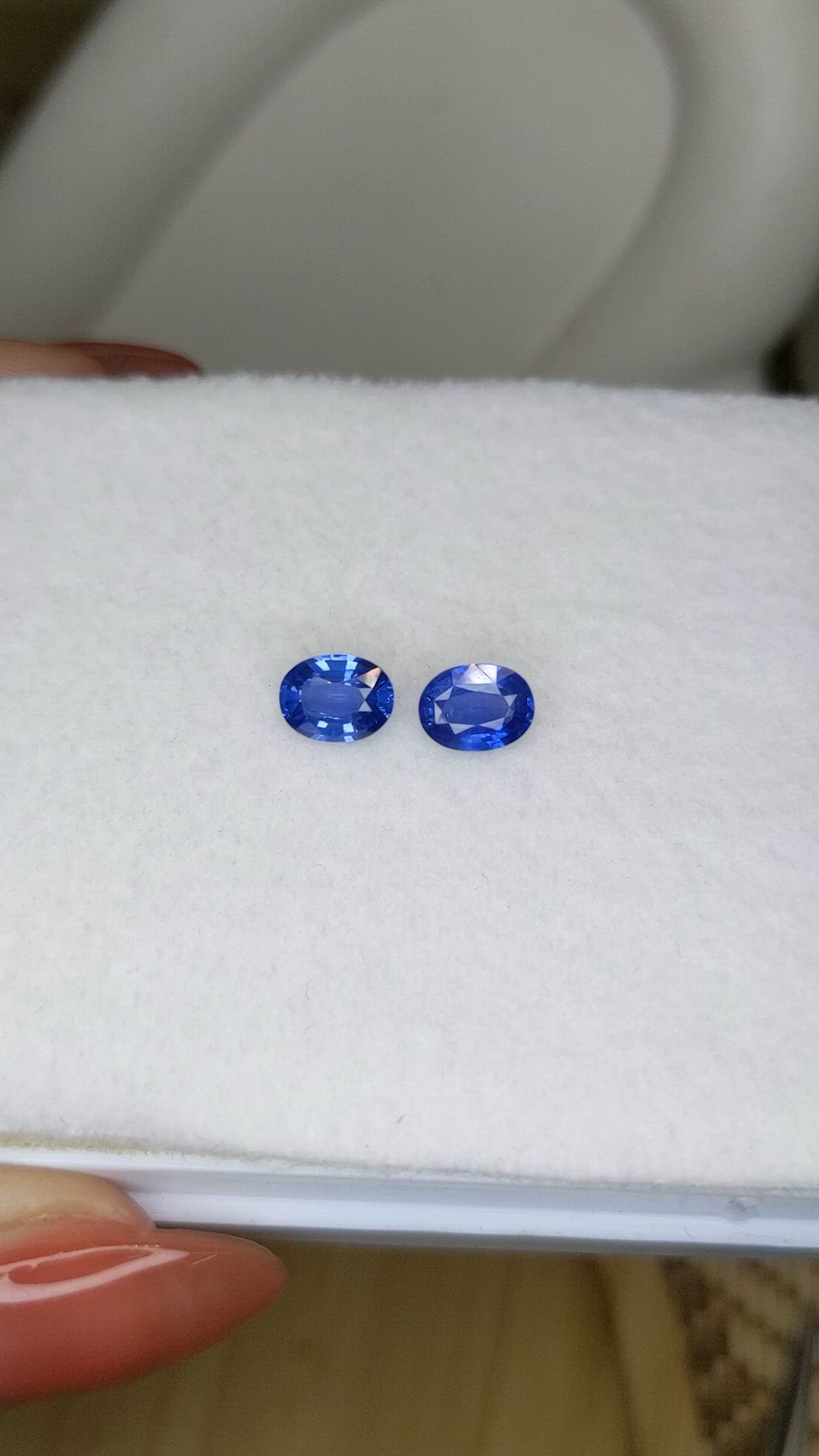 2.11 Ct.Tw.Total Carat Weight Blue Sapphire Pair from Ceylon (Sri Lanka) Size Video