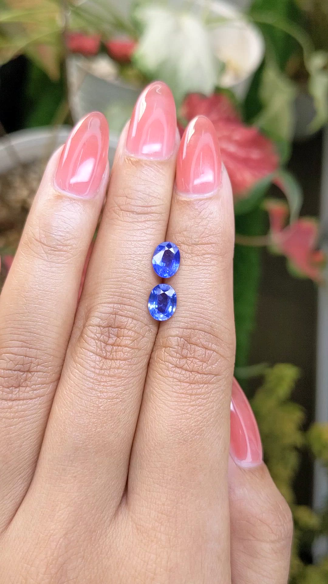 2.11 Ct.Tw.Total Carat Weight Blue Sapphire Pair from Ceylon (Sri Lanka) Size Video