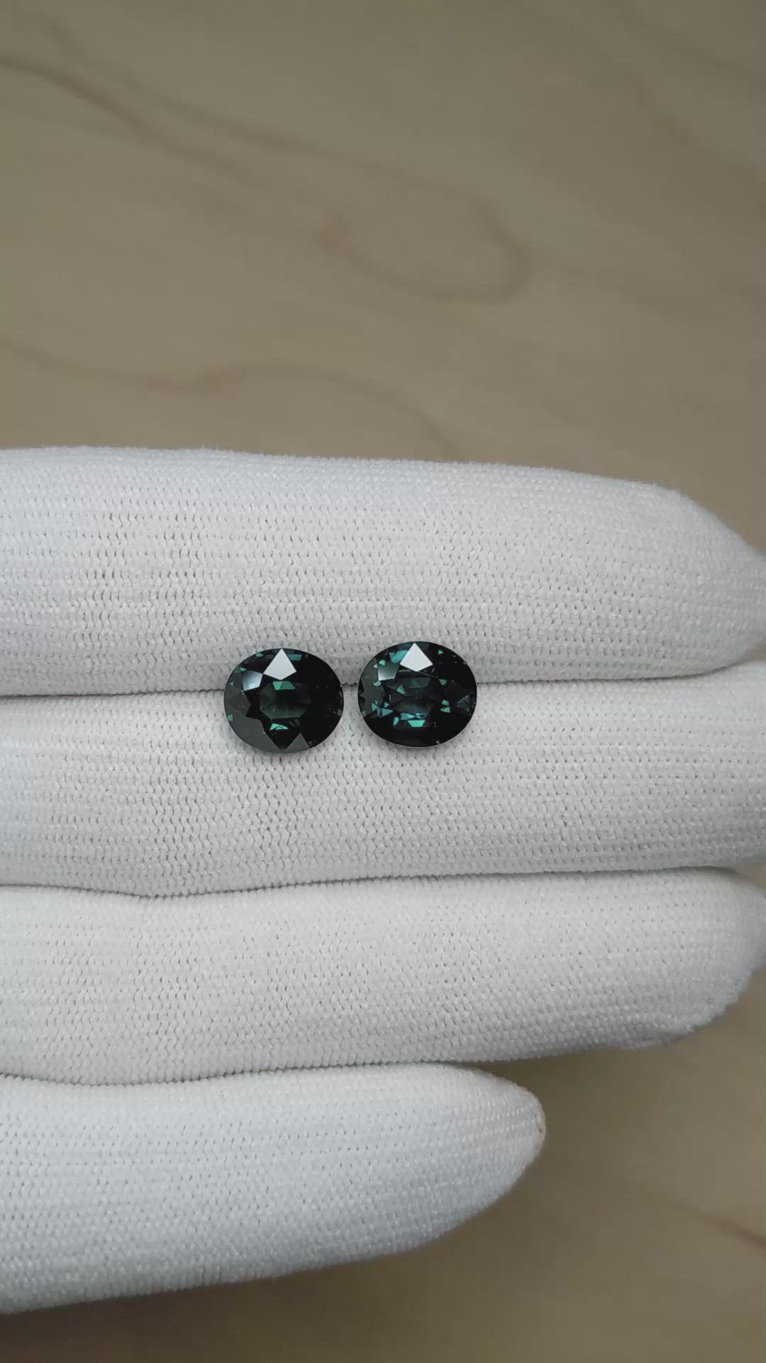 7.56 Ct.Tw.Total Carat Weight Greenish Blue Sapphire Pair from Madagascar Size Video