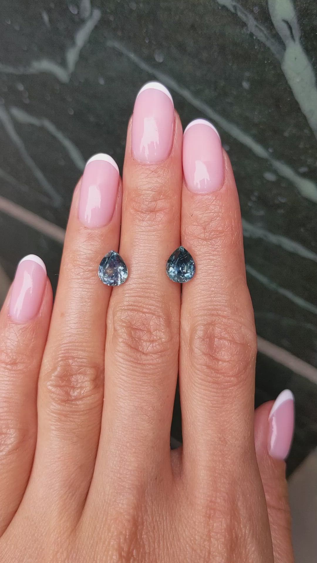 4.48 Ct.Tw.Total Carat Weight Greenish Blue Sapphire Pair from Montana Size Video