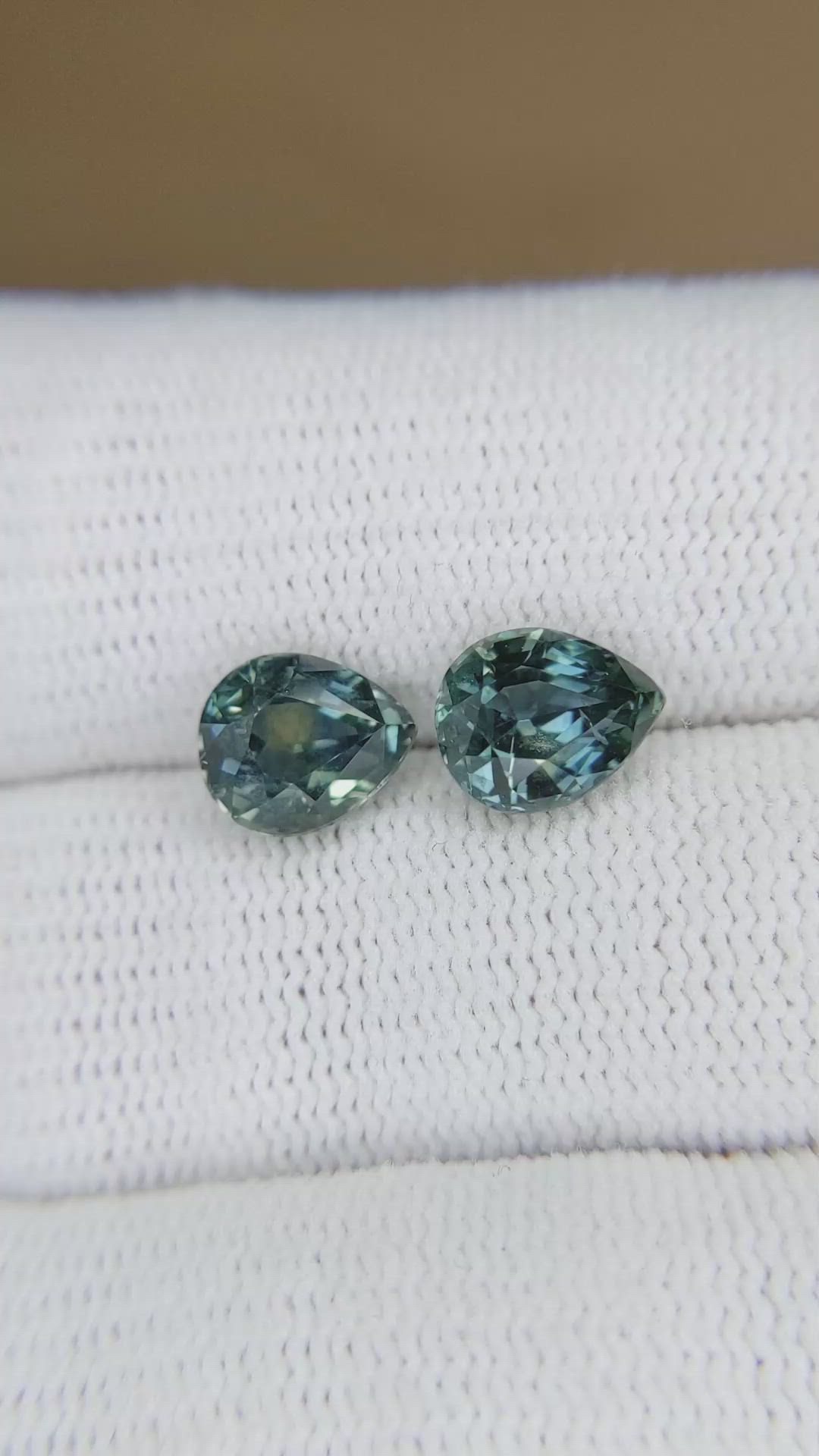 4.48 Ct.Tw.Total Carat Weight Greenish Blue Sapphire Pair from Montana Size Video
