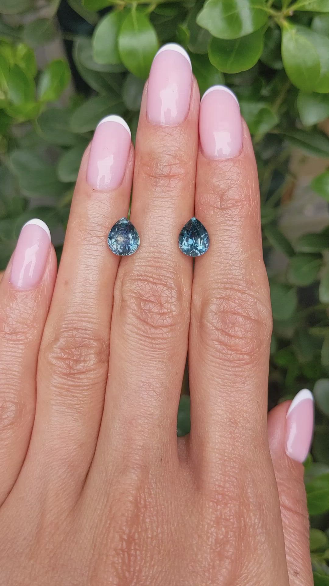 4.48 Ct.Tw.Total Carat Weight Greenish Blue Sapphire Pair from Montana Size Video