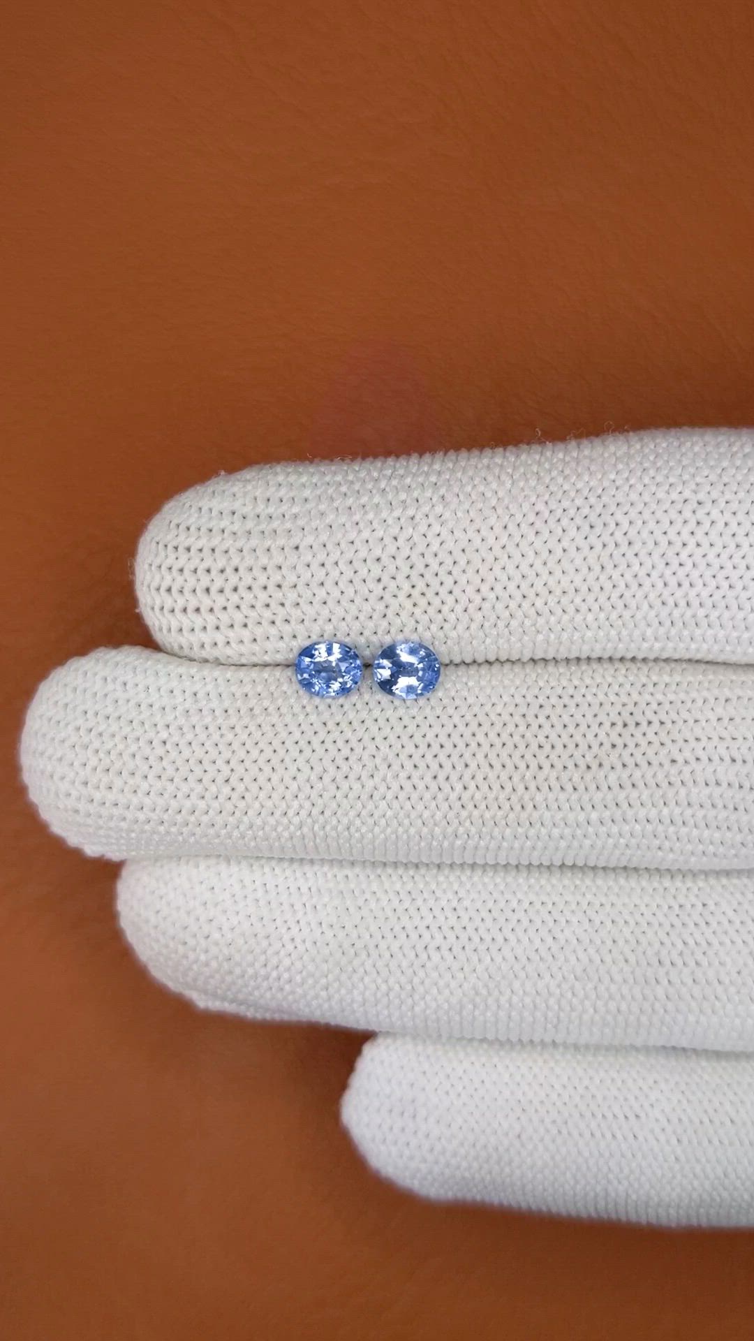 0.97 Ct.Tw.Total Carat Weight Blue Sapphire Pair from Ceylon (Sri Lanka) Size Video