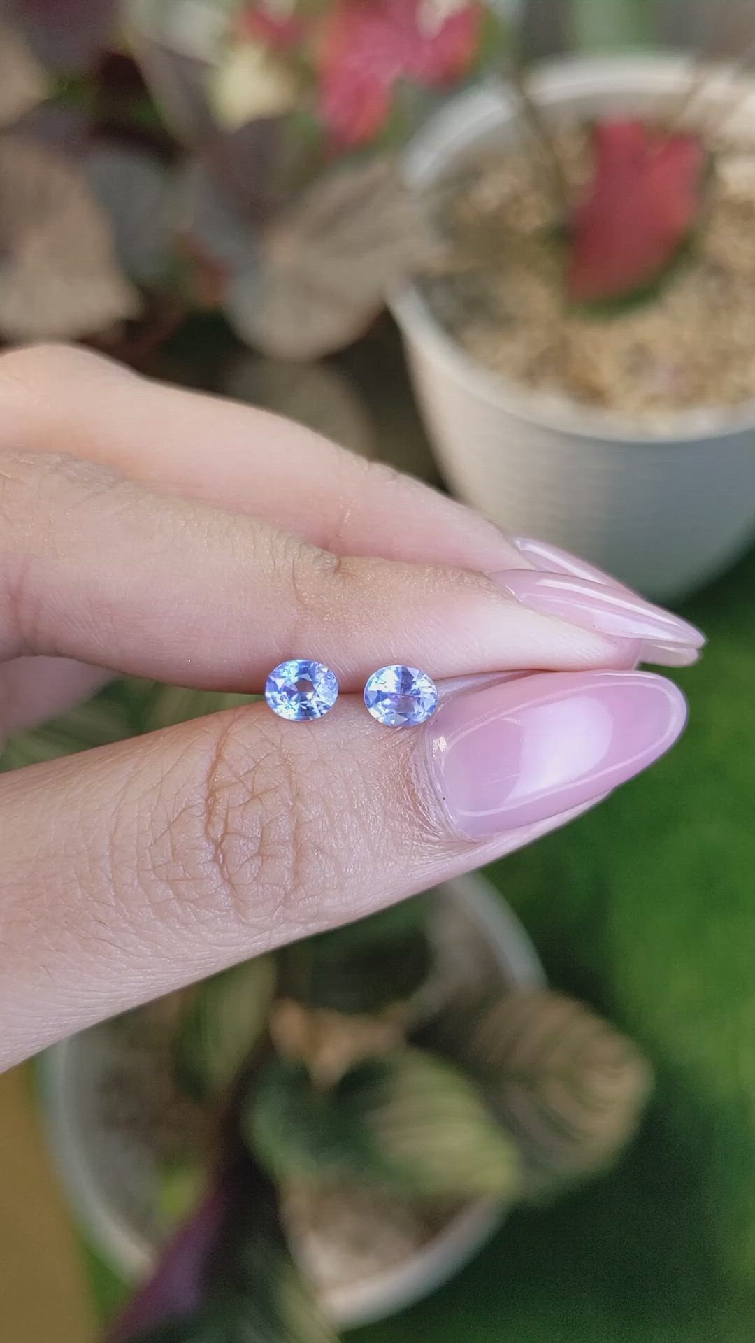 0.97 Ct.Tw.Total Carat Weight Blue Sapphire Pair from Ceylon (Sri Lanka) Size Video