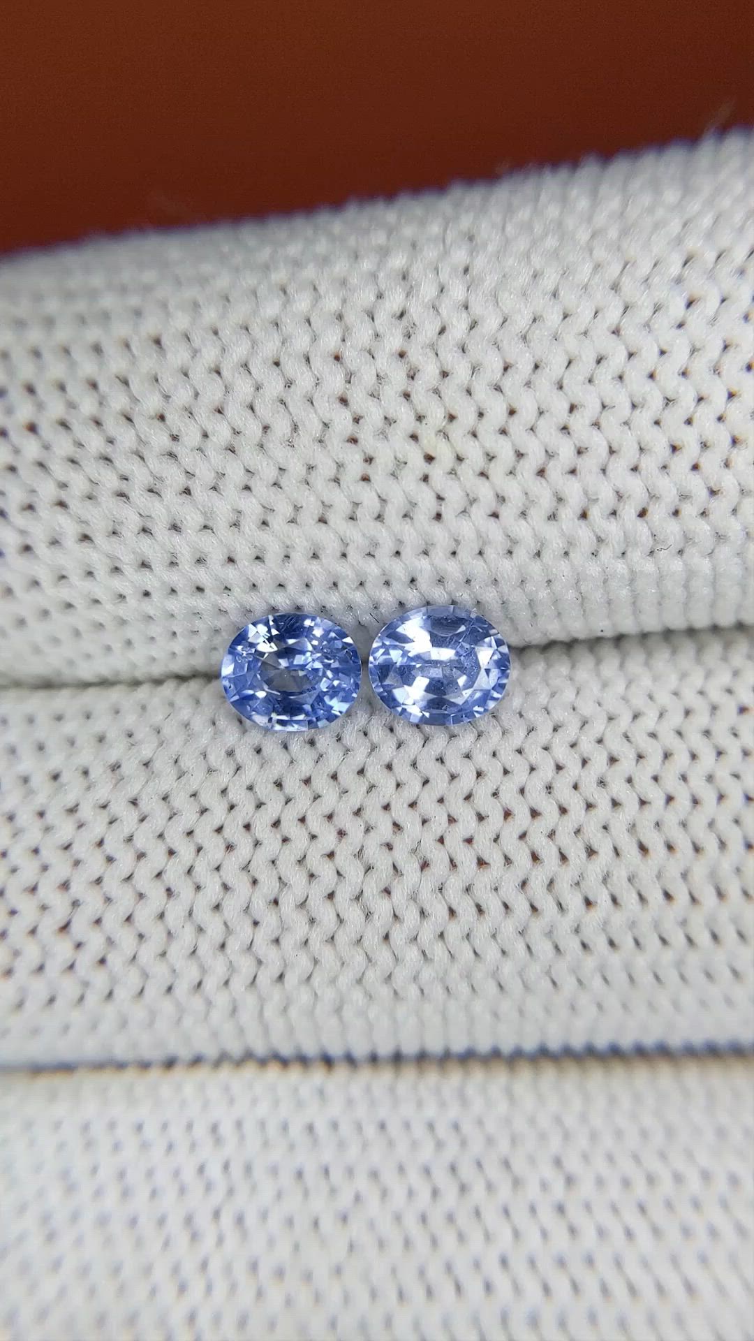 0.97 Ct.Tw.Total Carat Weight Blue Sapphire Pair from Ceylon (Sri Lanka) Size Video