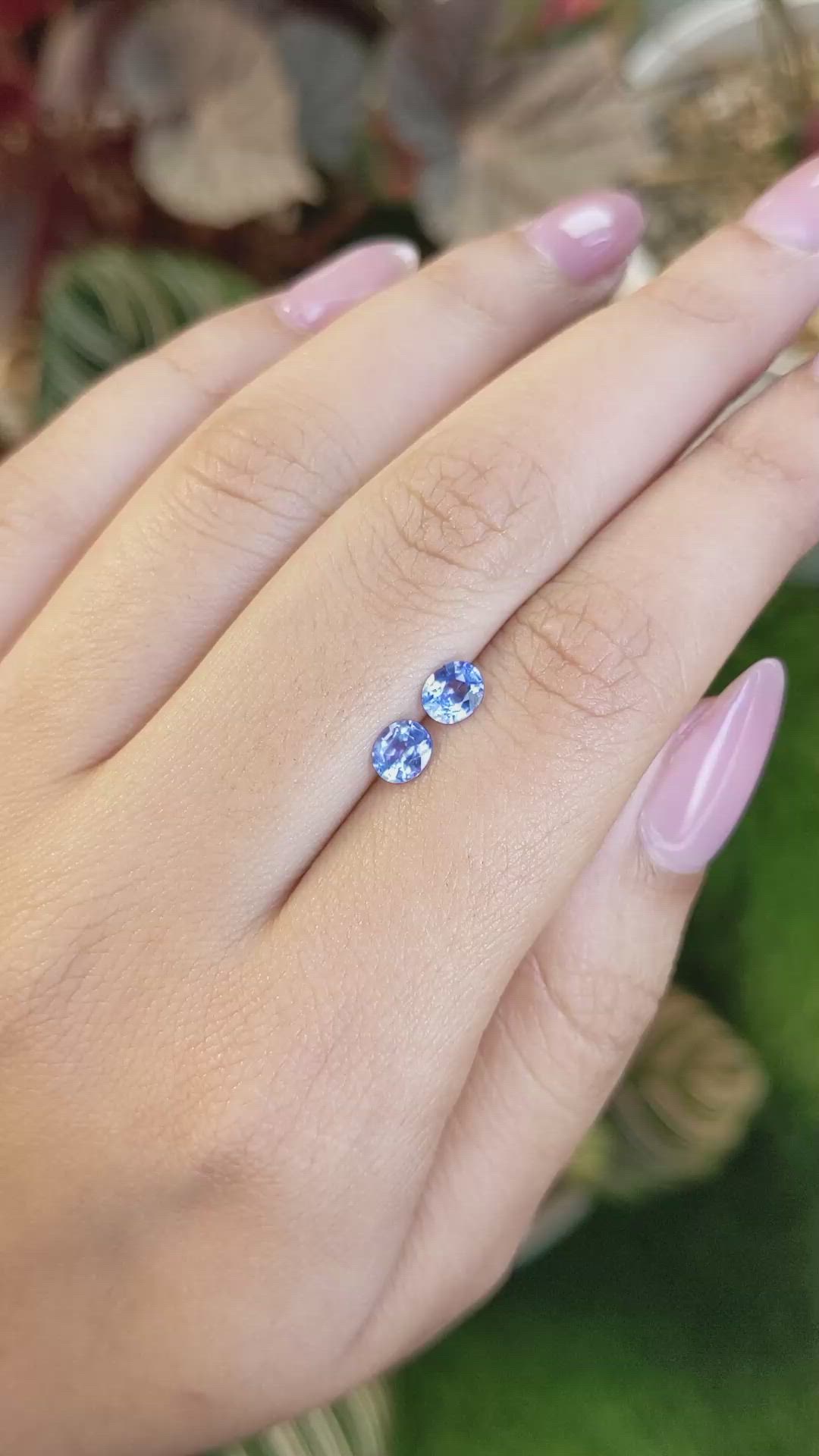 0.97 Ct.Tw.Total Carat Weight Blue Sapphire Pair from Ceylon (Sri Lanka) Size Video