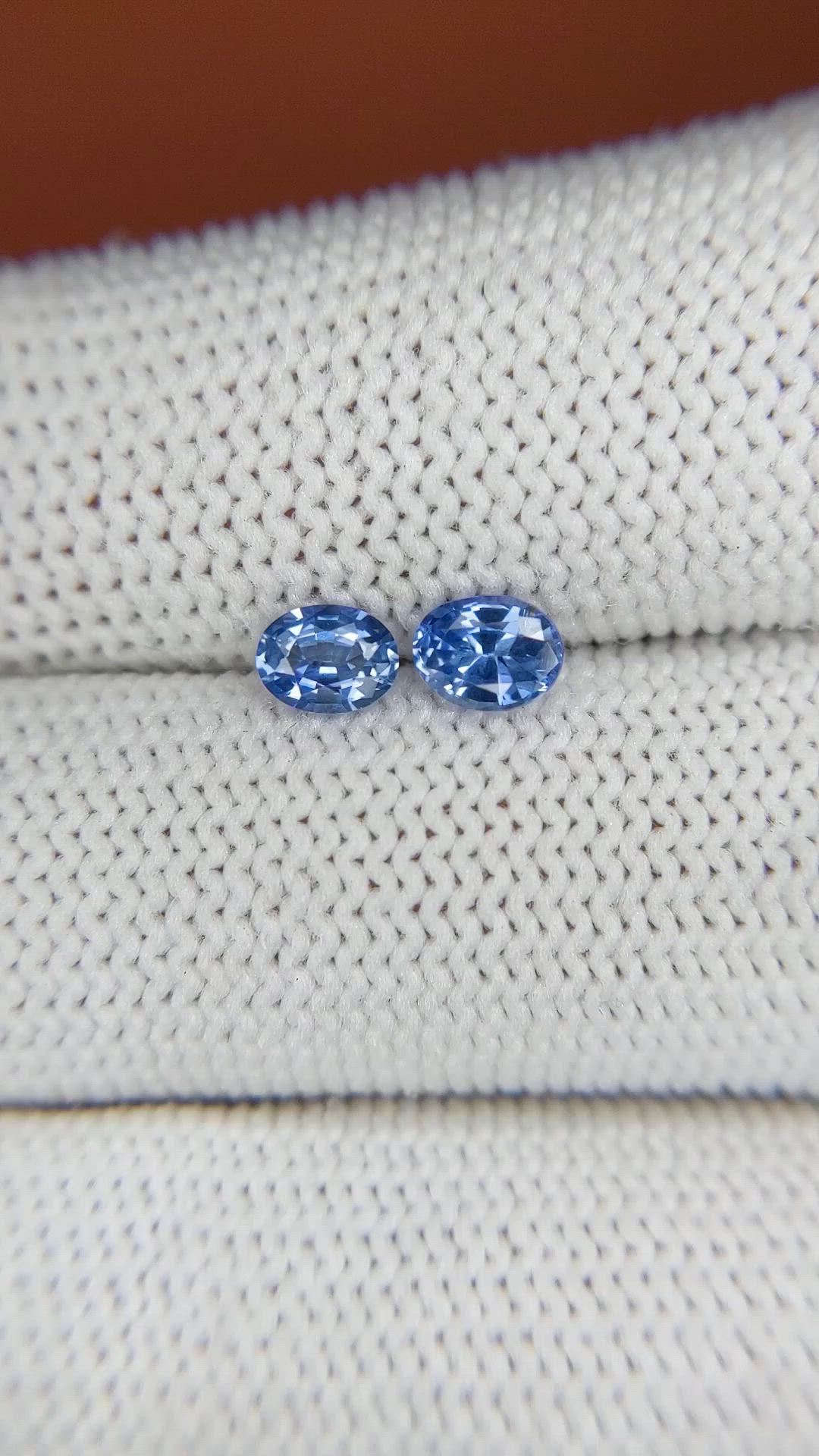 0.82 Ct.Tw.Total Carat Weight Blue Sapphire Pair from Ceylon (Sri Lanka) Size Video