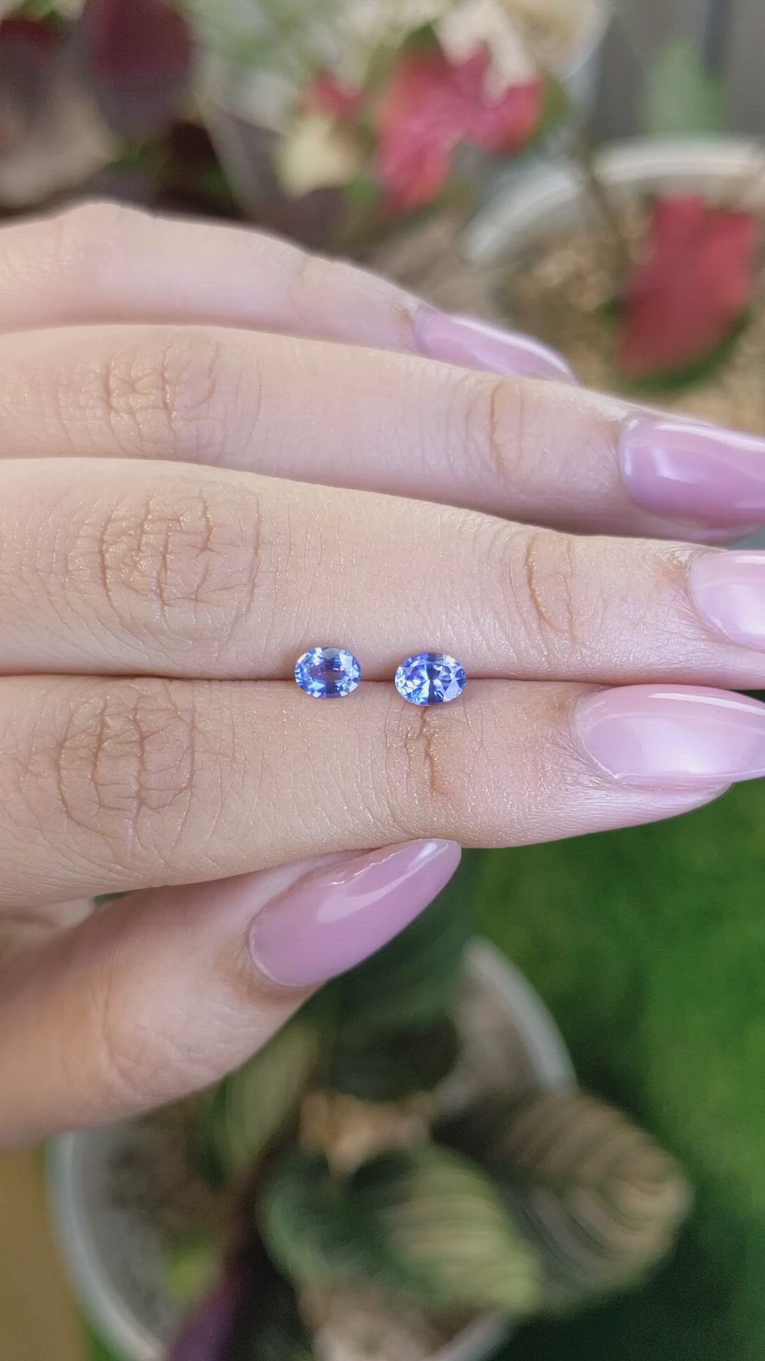 0.82 Ct.Tw.Total Carat Weight Blue Sapphire Pair from Ceylon (Sri Lanka) Size Video