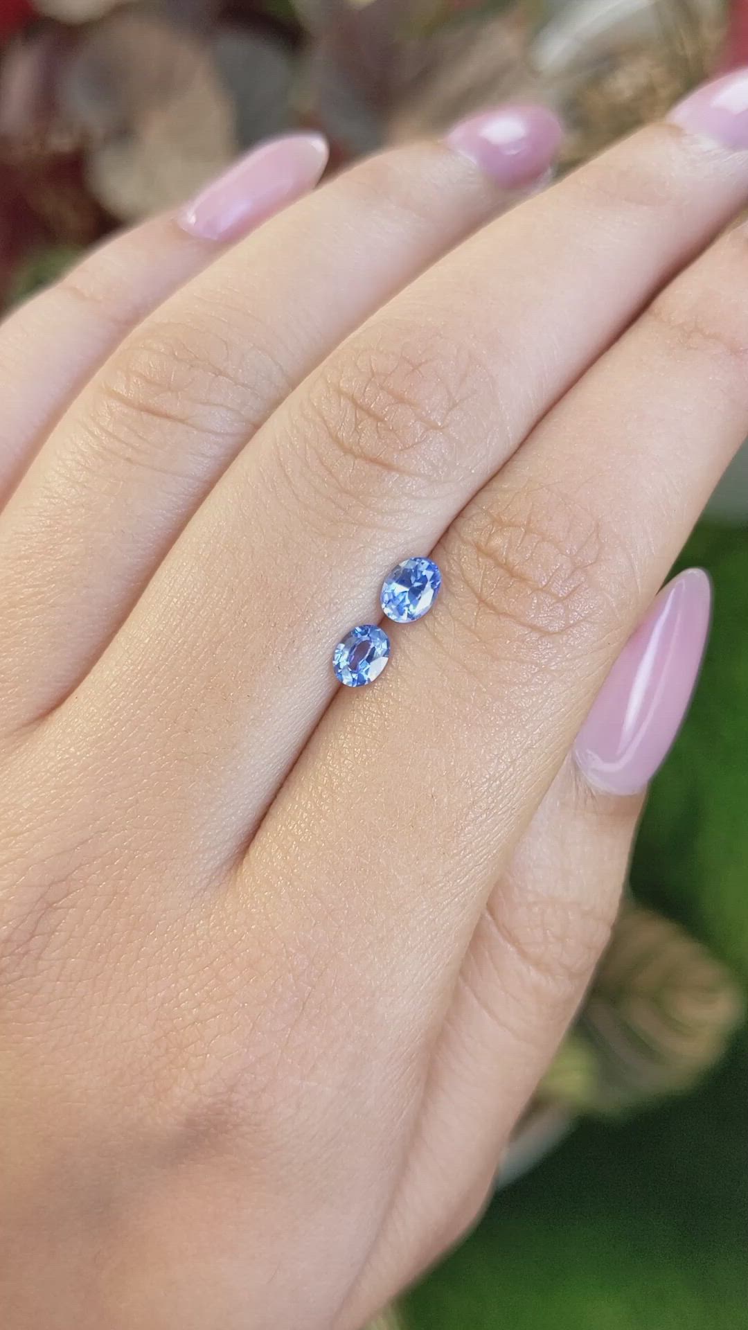 0.82 Ct.Tw.Total Carat Weight Blue Sapphire Pair from Ceylon (Sri Lanka) Size Video