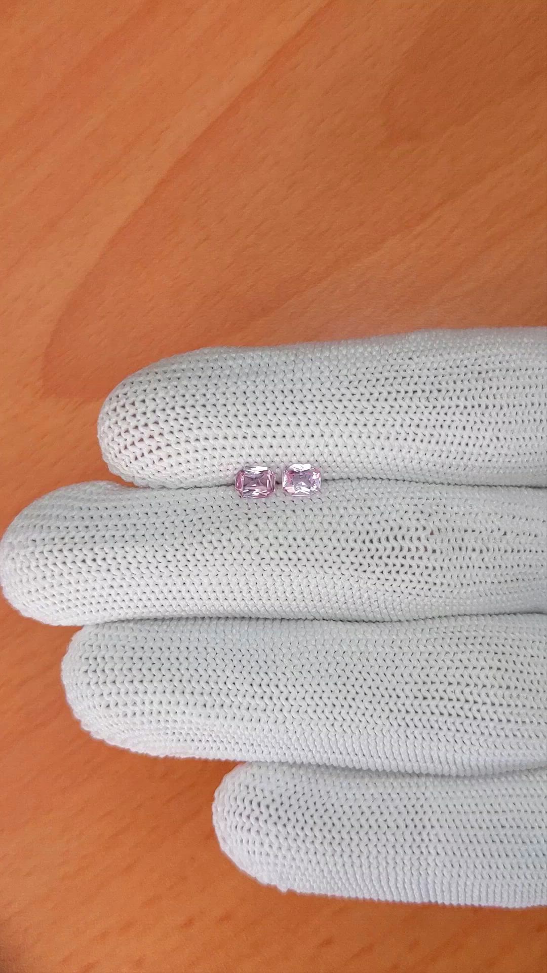 0.69 Ct.Tw.Total Carat Weight Pink Sapphire Pair from Ceylon (Sri Lanka) Size Video