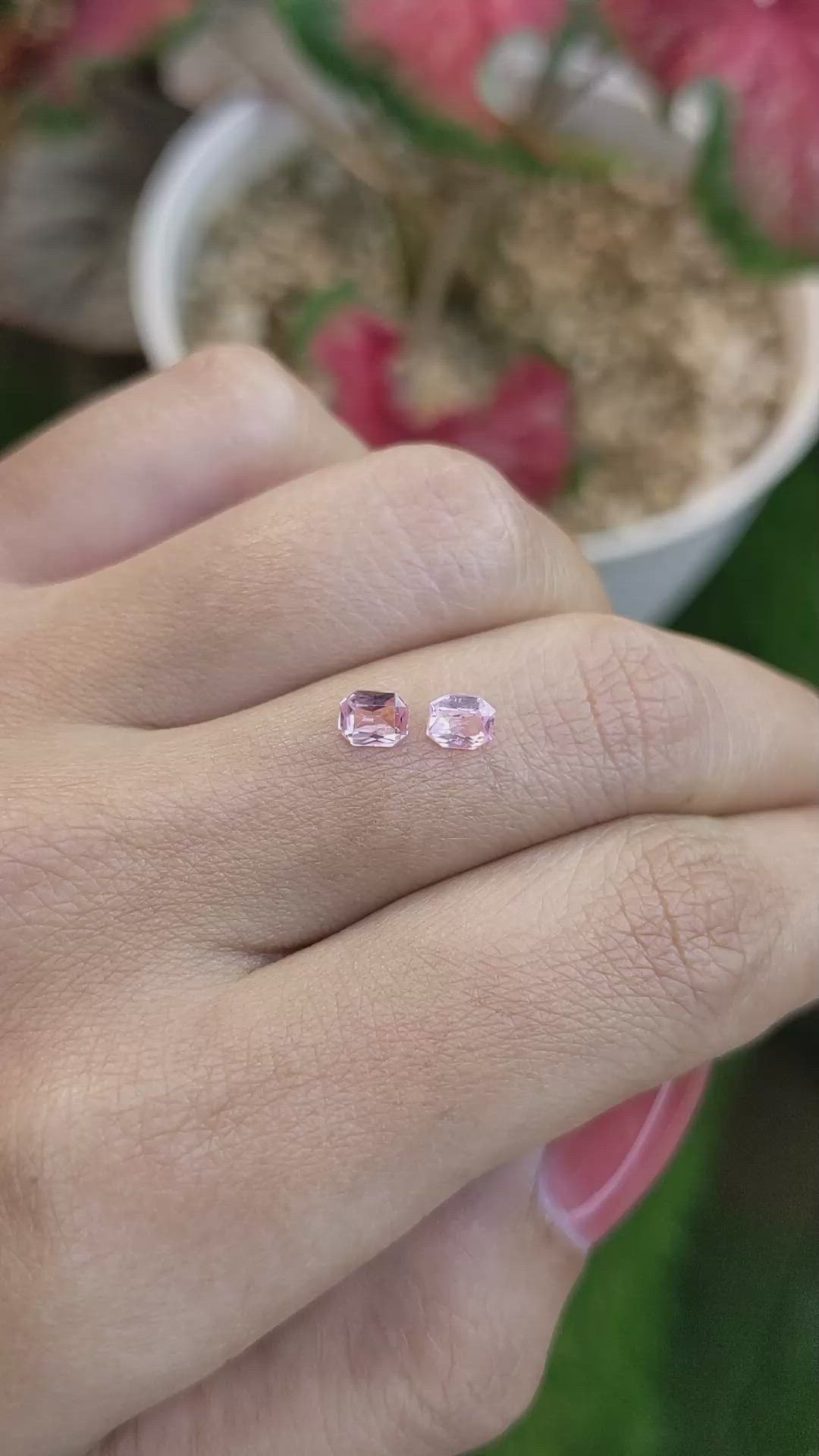 0.69 Ct.Tw.Total Carat Weight Pink Sapphire Pair from Ceylon (Sri Lanka) Size Video