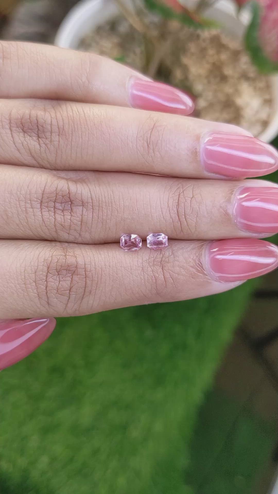 0.69 Ct.Tw.Total Carat Weight Pink Sapphire Pair from Ceylon (Sri Lanka) Size Video