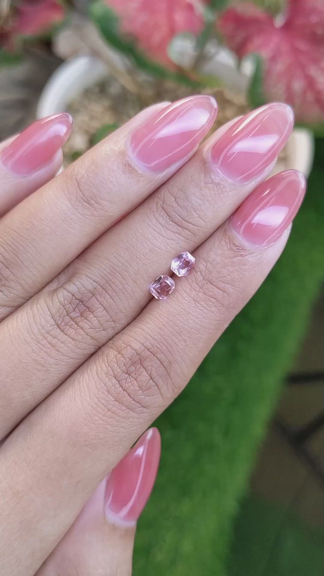 0.69 Ct.Tw.Total Carat Weight Pink Sapphire Pair from Ceylon (Sri Lanka) Size Video