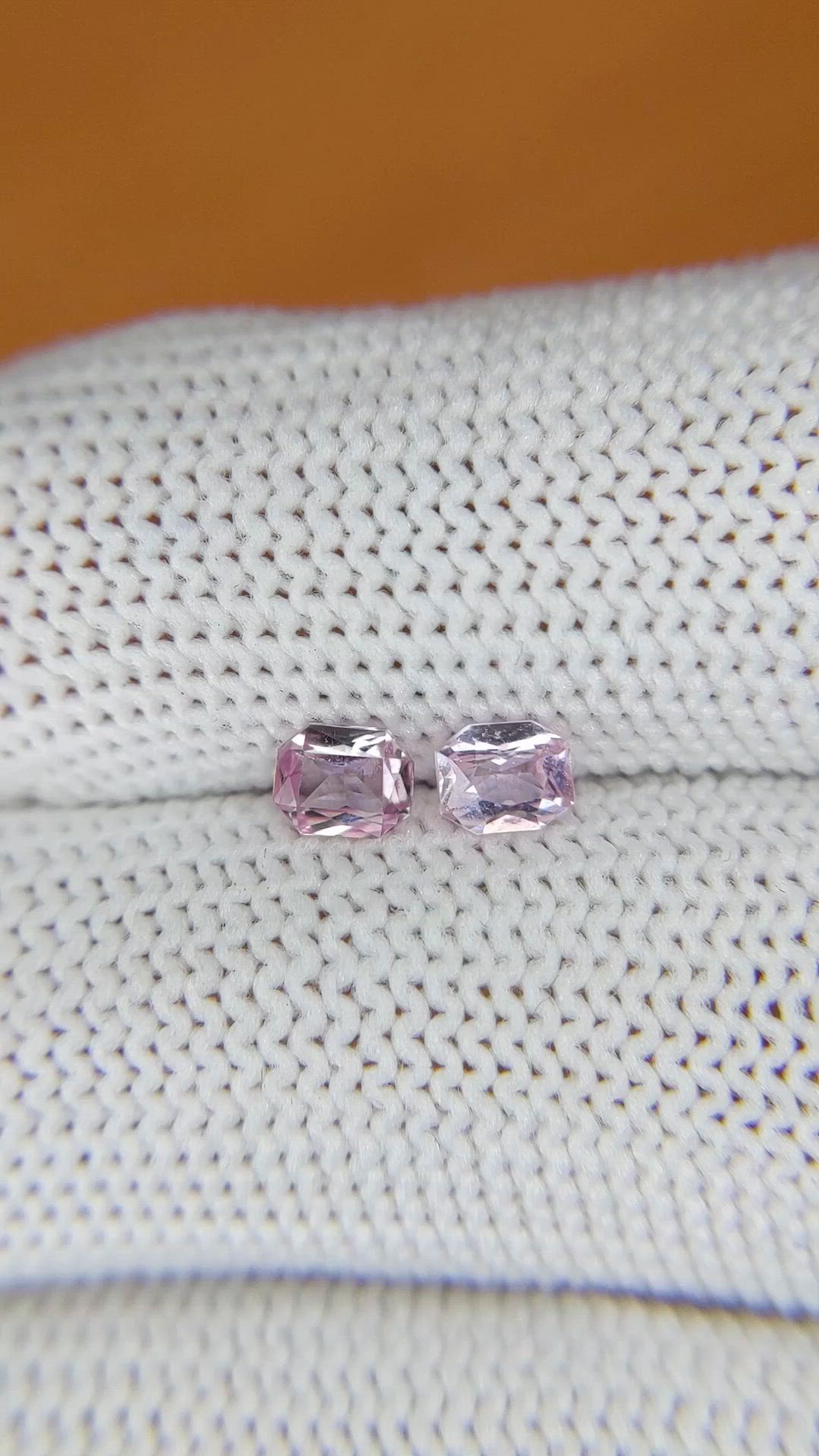 0.69 Ct.Tw.Total Carat Weight Pink Sapphire Pair from Ceylon (Sri Lanka) Size Video