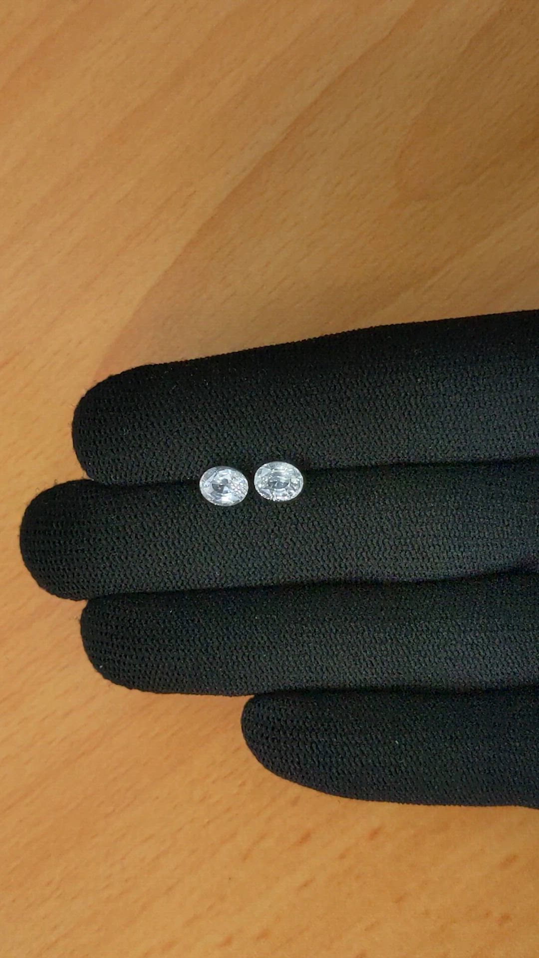 2.44&nbsp;Ct.Tw.Total Carat Weight White Sapphire Pair from Ceylon (Sri Lanka) Size Video
