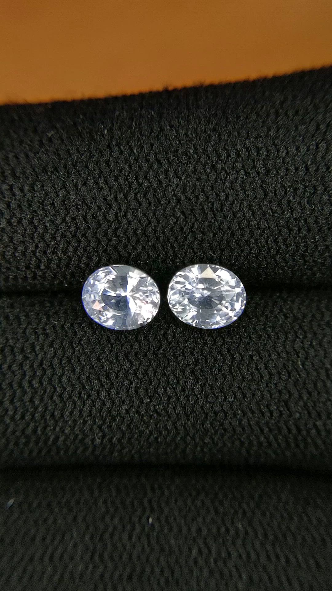 2.44&nbsp;Ct.Tw.Total Carat Weight White Sapphire Pair from Ceylon (Sri Lanka) Size Video